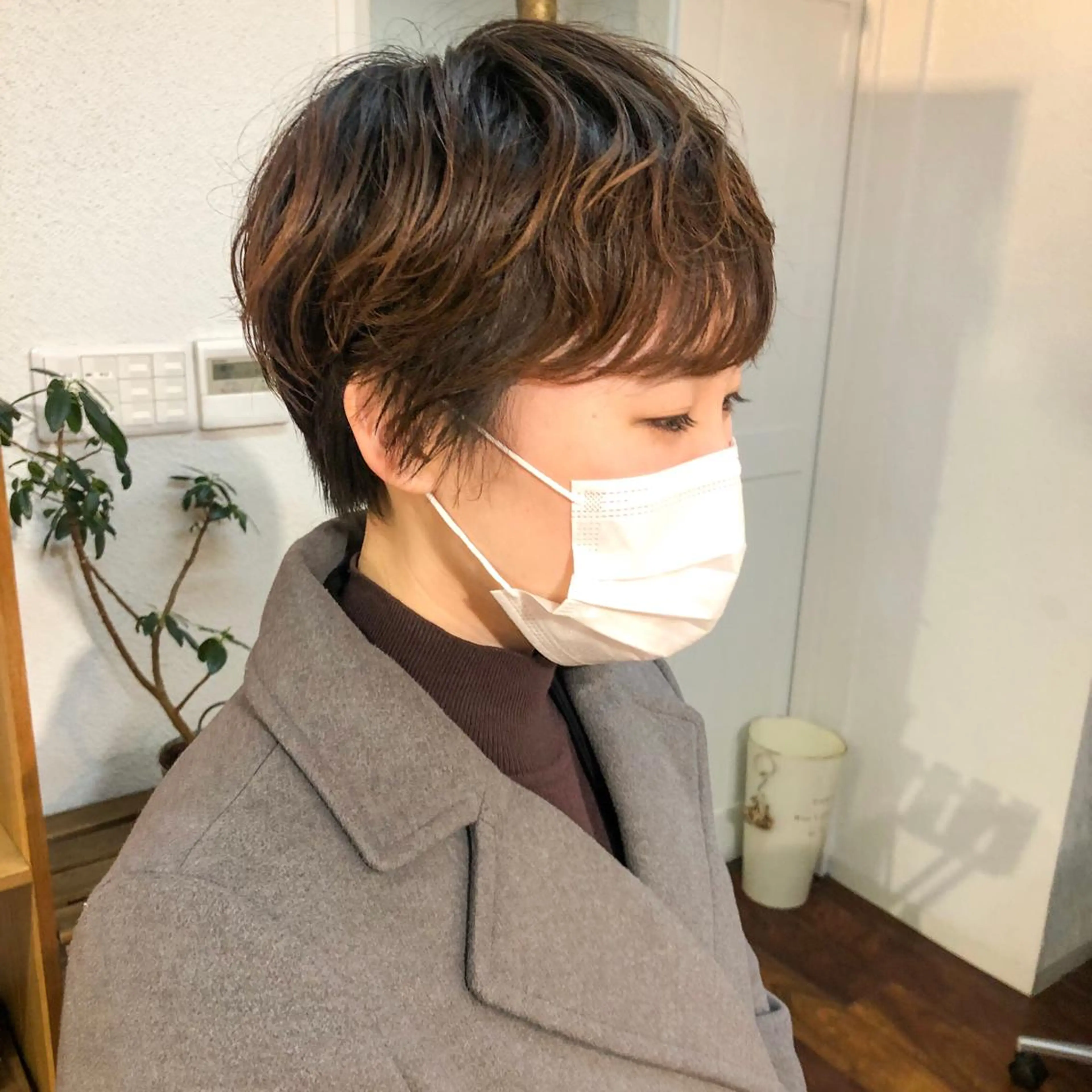 ショート パーマ レイヤーカット ショートヘア カット パーマ 水野 雪 /パーマ/暖色カラーのヘアスタイル