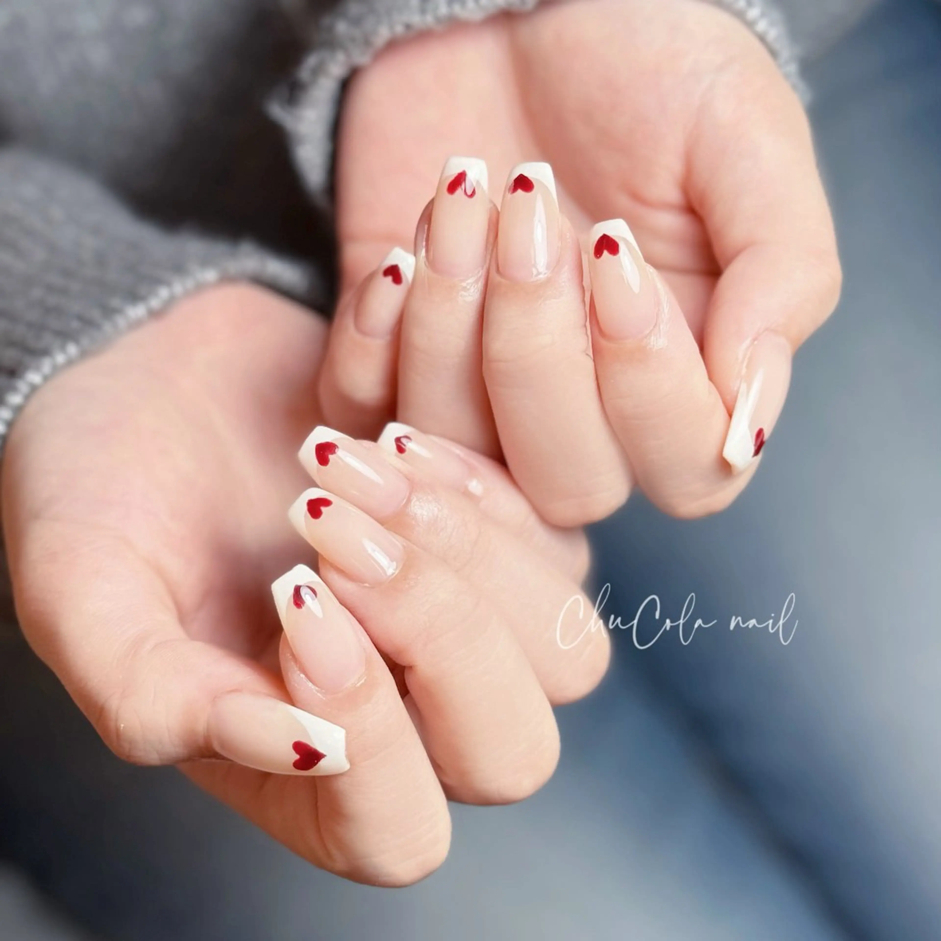 ネイル フレンチネイル 韓国ネイル シンプルネイル ワンホンネイル nailsalon ChuColaのネイルデザイン