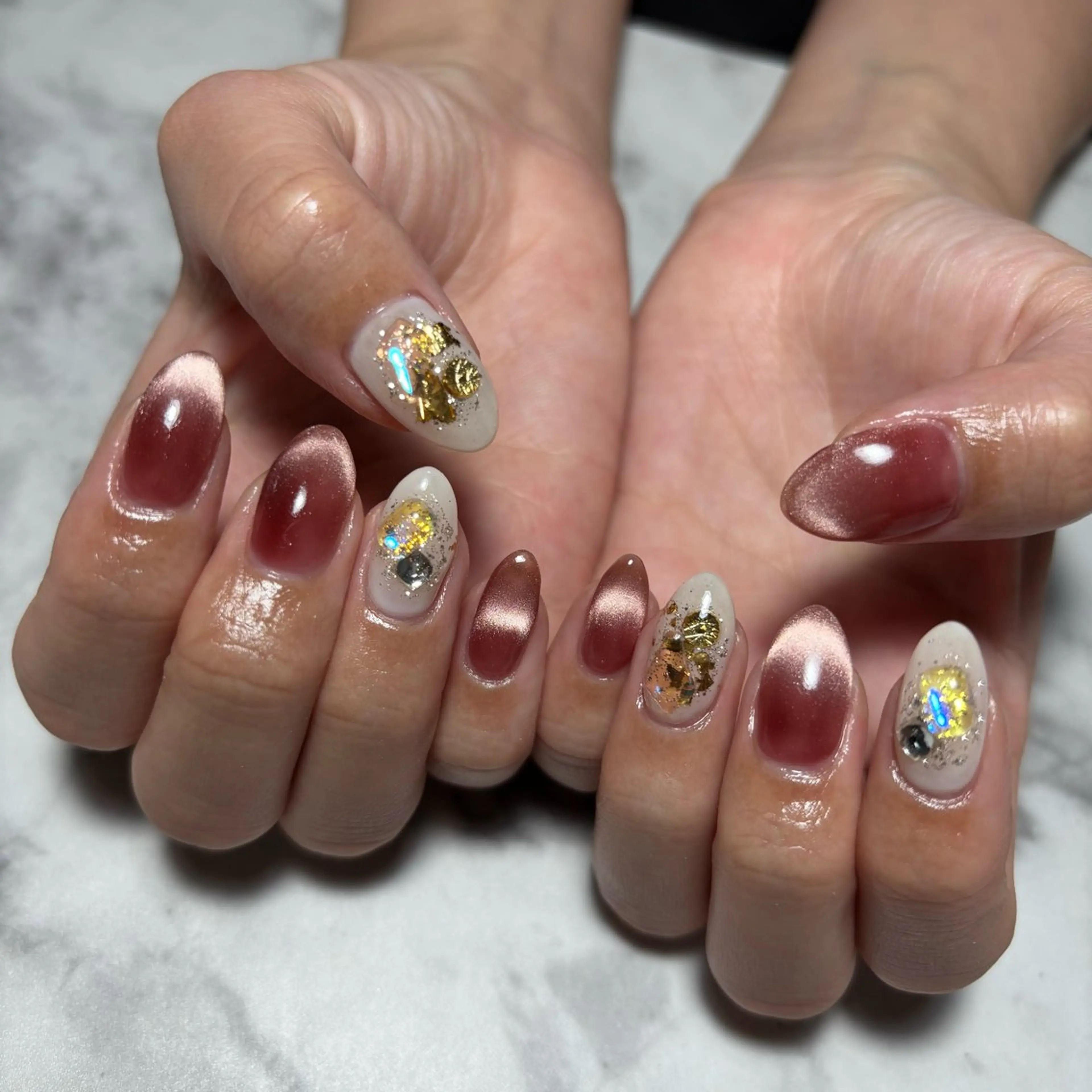 ネイル キラキラネイル ラメ(グリッター) マグネットネイル ストーンネイル nail salon　Burilante所属・ネイルサロン ブリランテのネイルデザイン