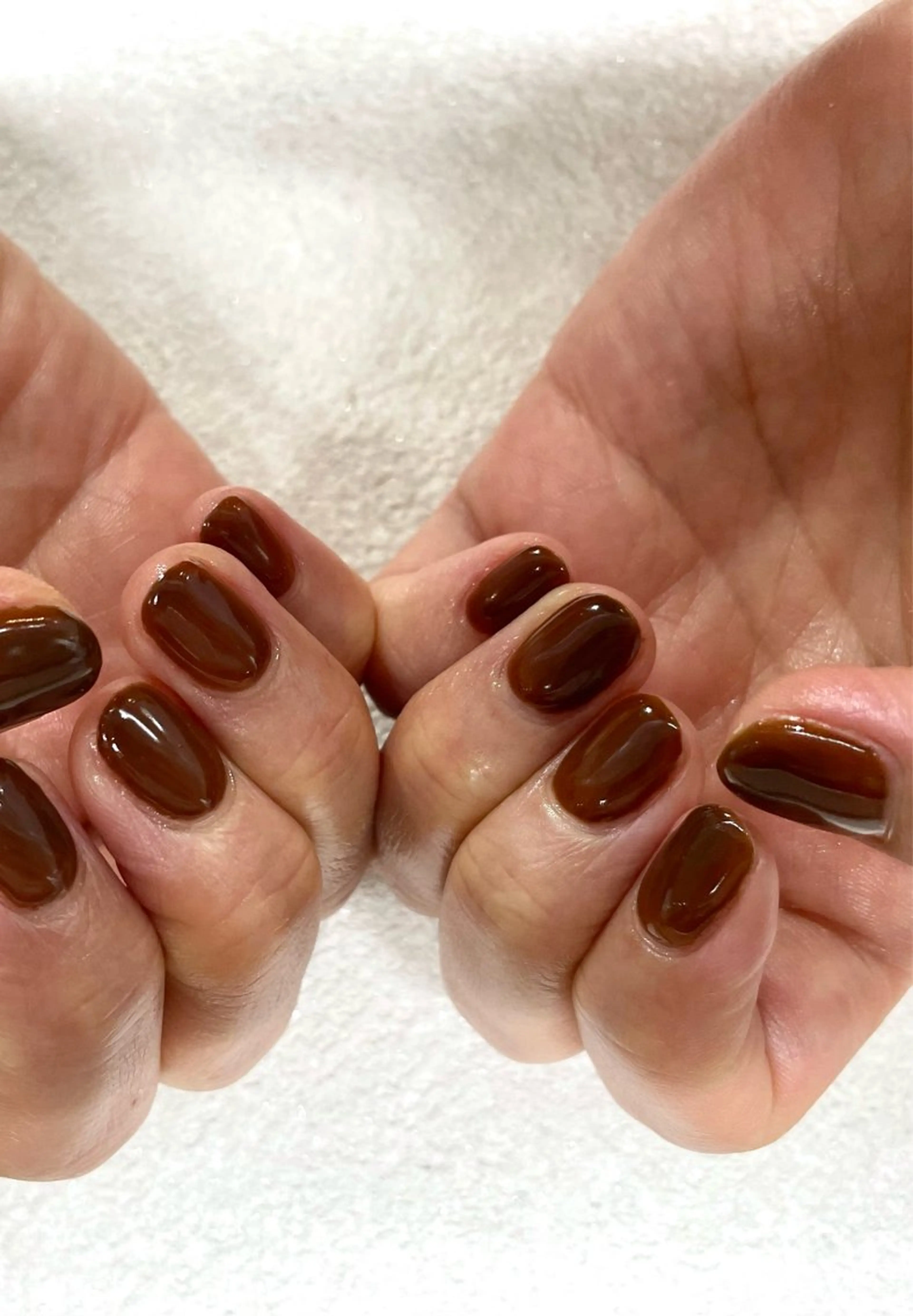 ネイル べっ甲ネイル ブラウン ワンカラーネイル petit 薄窪のネイルデザイン