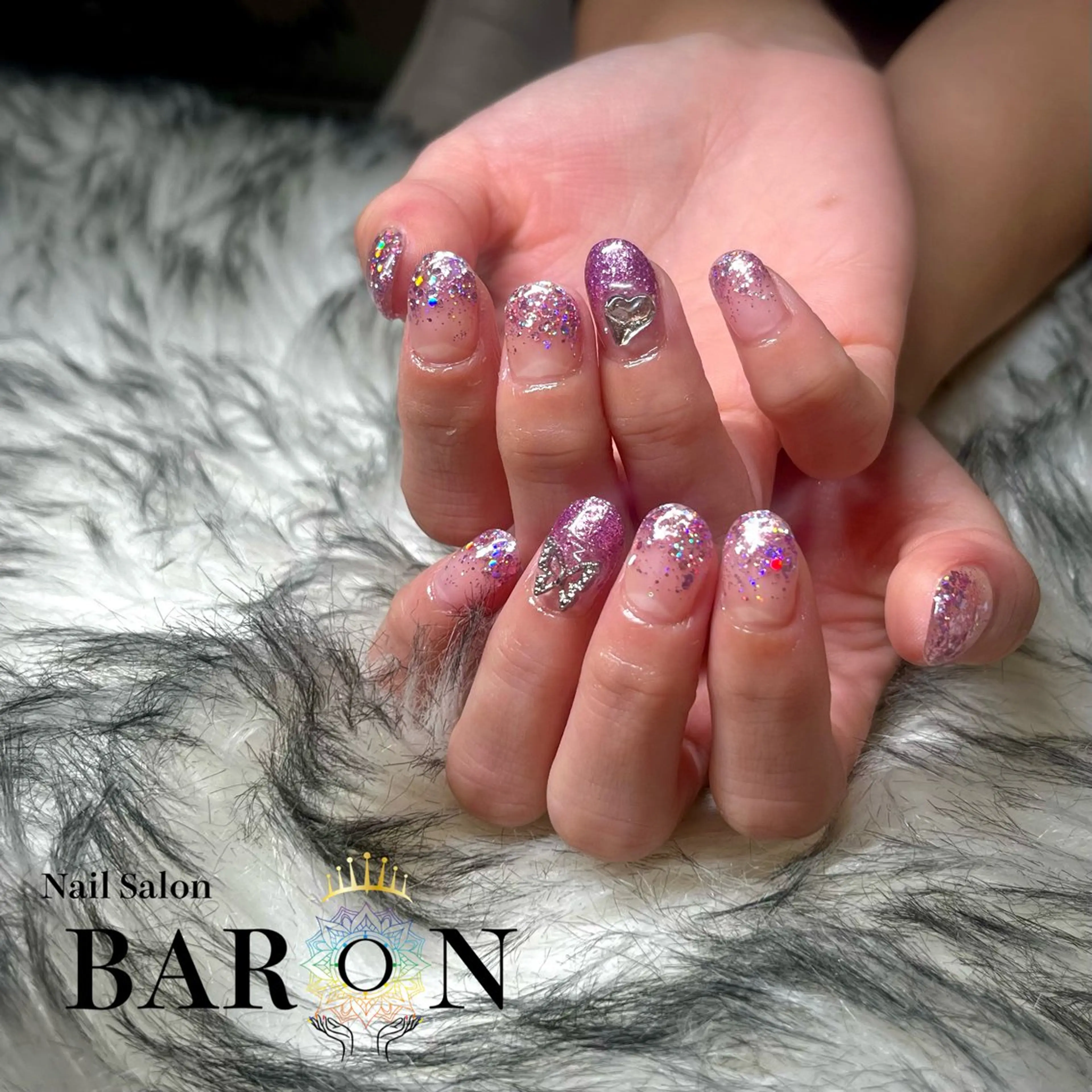 ネイル ラメ(グリッター) ピンク ハンドネイル ☆SAKI☆ BARON 店長のネイルデザイン