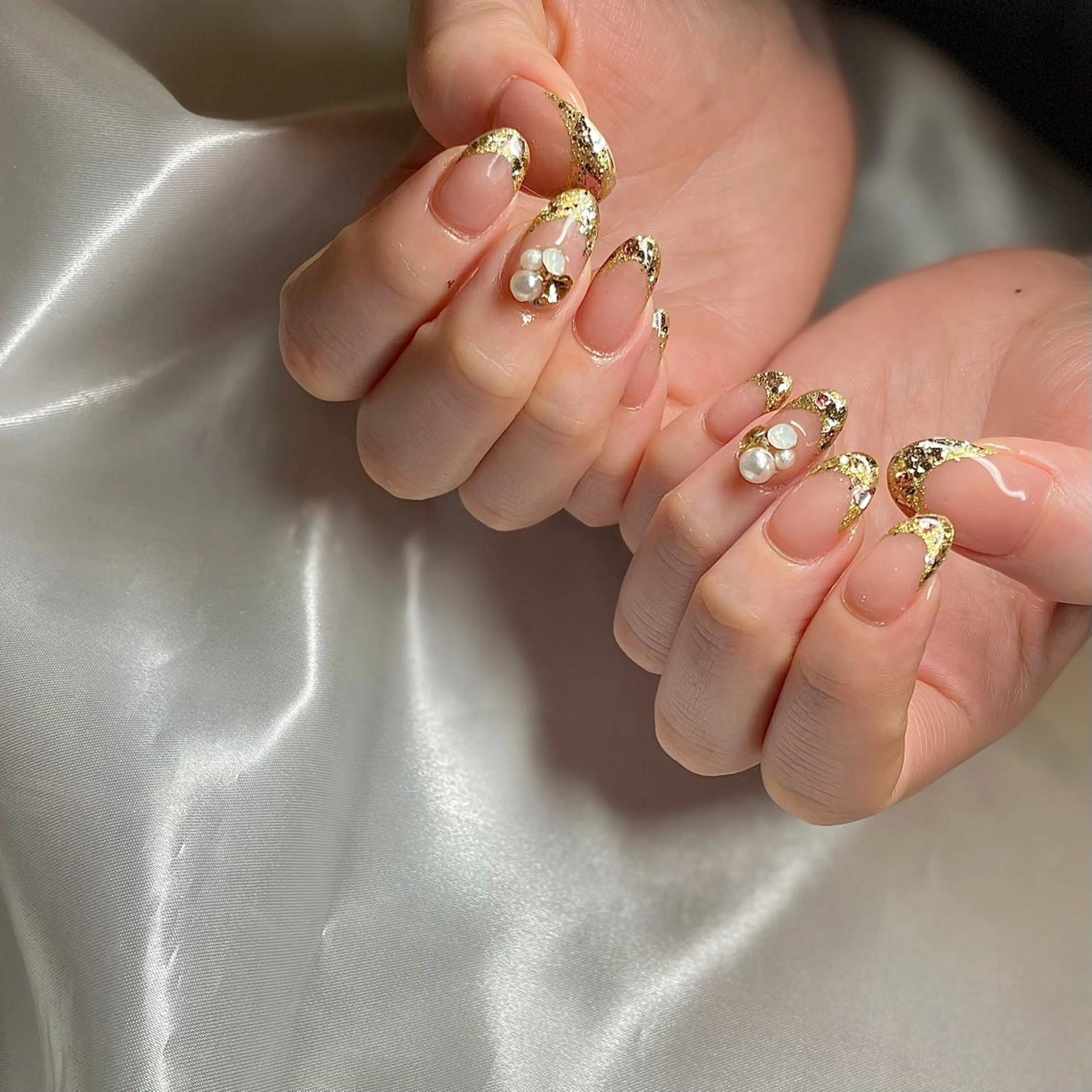 セミロング カラー パーマ ヘアアレンジ メンズ キッズ ネイル マツエク・マツパ フレンチネイル ラメ(グリッター) nail&eye Aoのマツエク・マツパデザイン