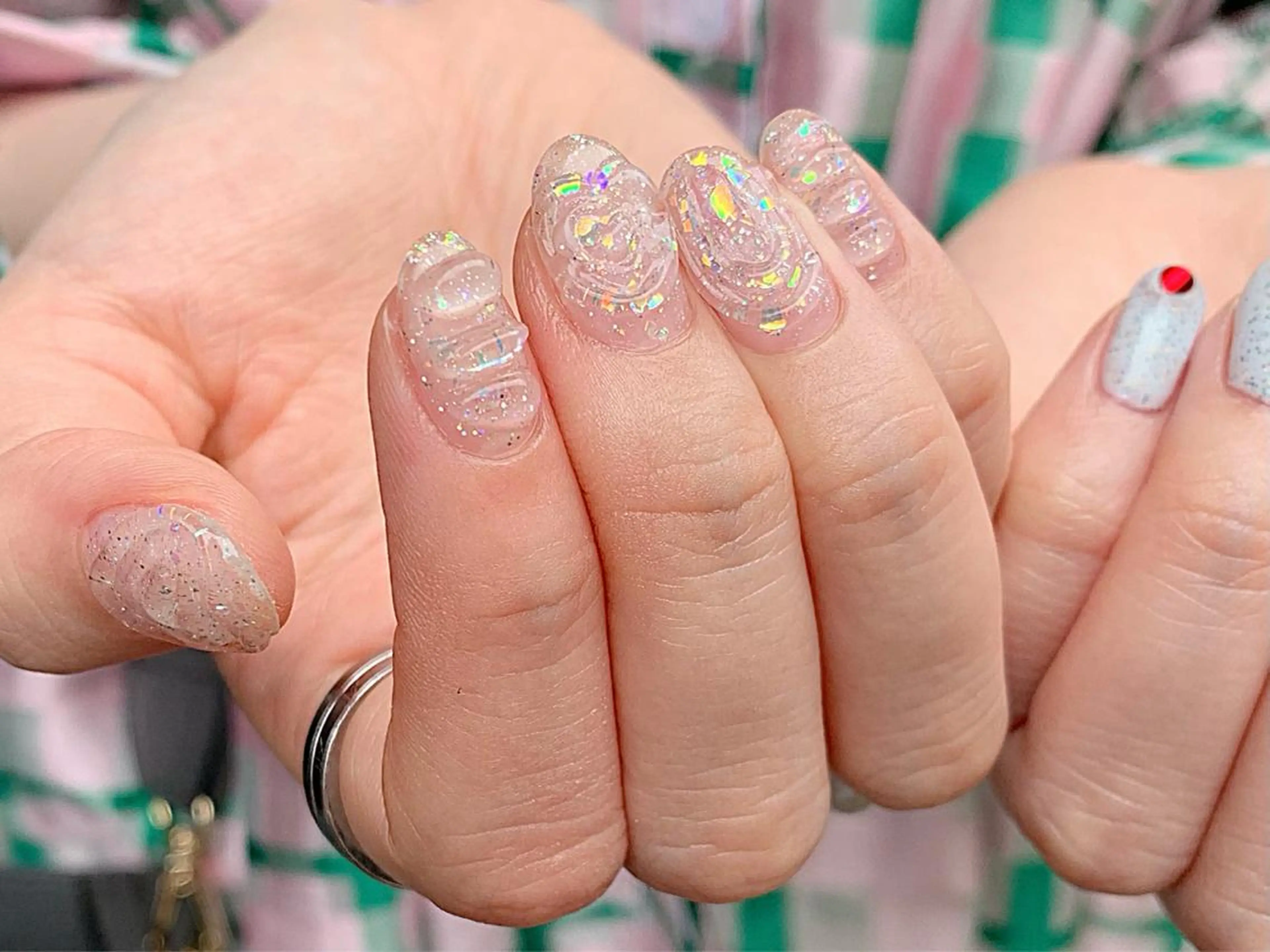 ネイル クリアネイル キラキラネイル mana ☾のネイルデザイン