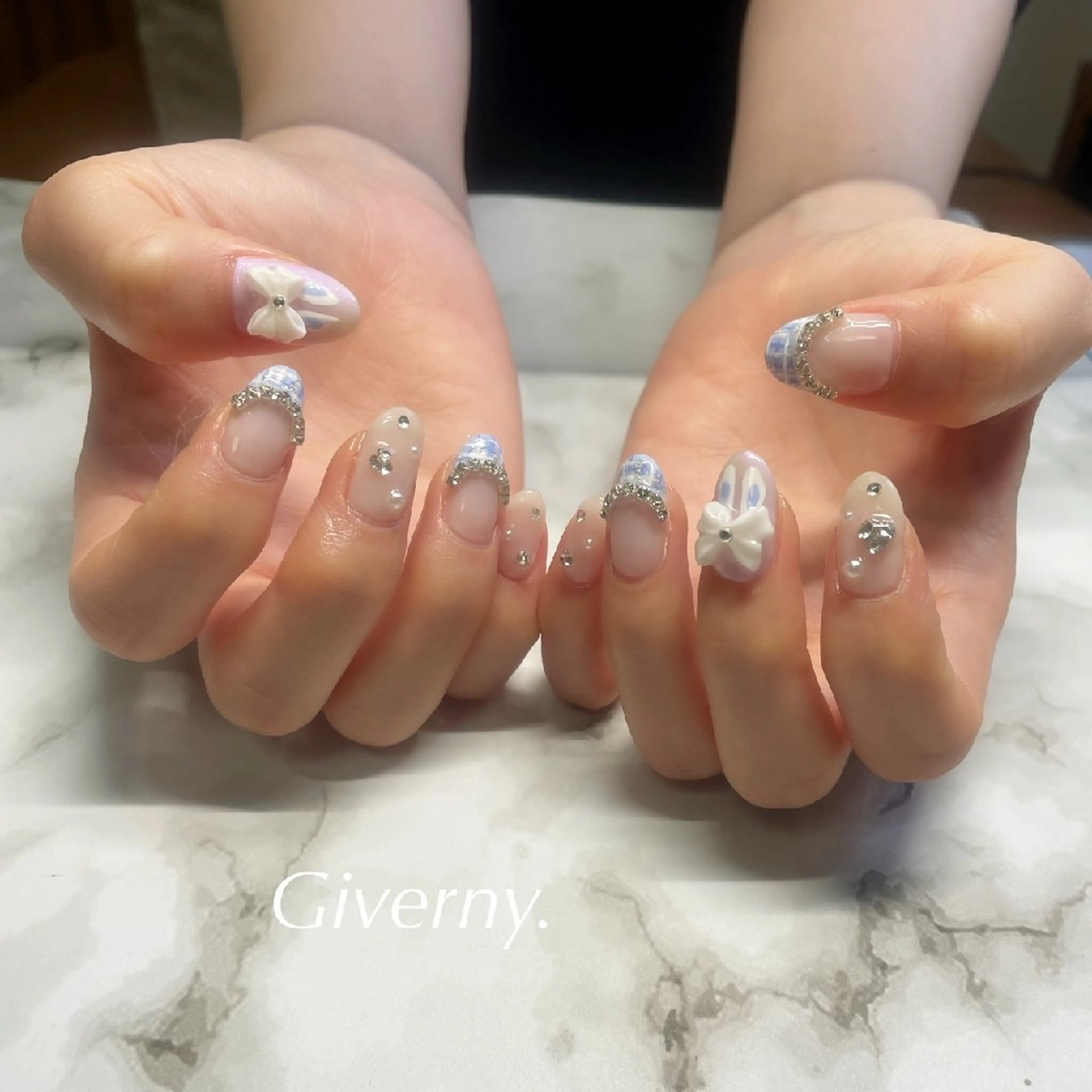 ネイル イースター リボン 春ネイル ハンドネイル Giverny .のネイルデザイン