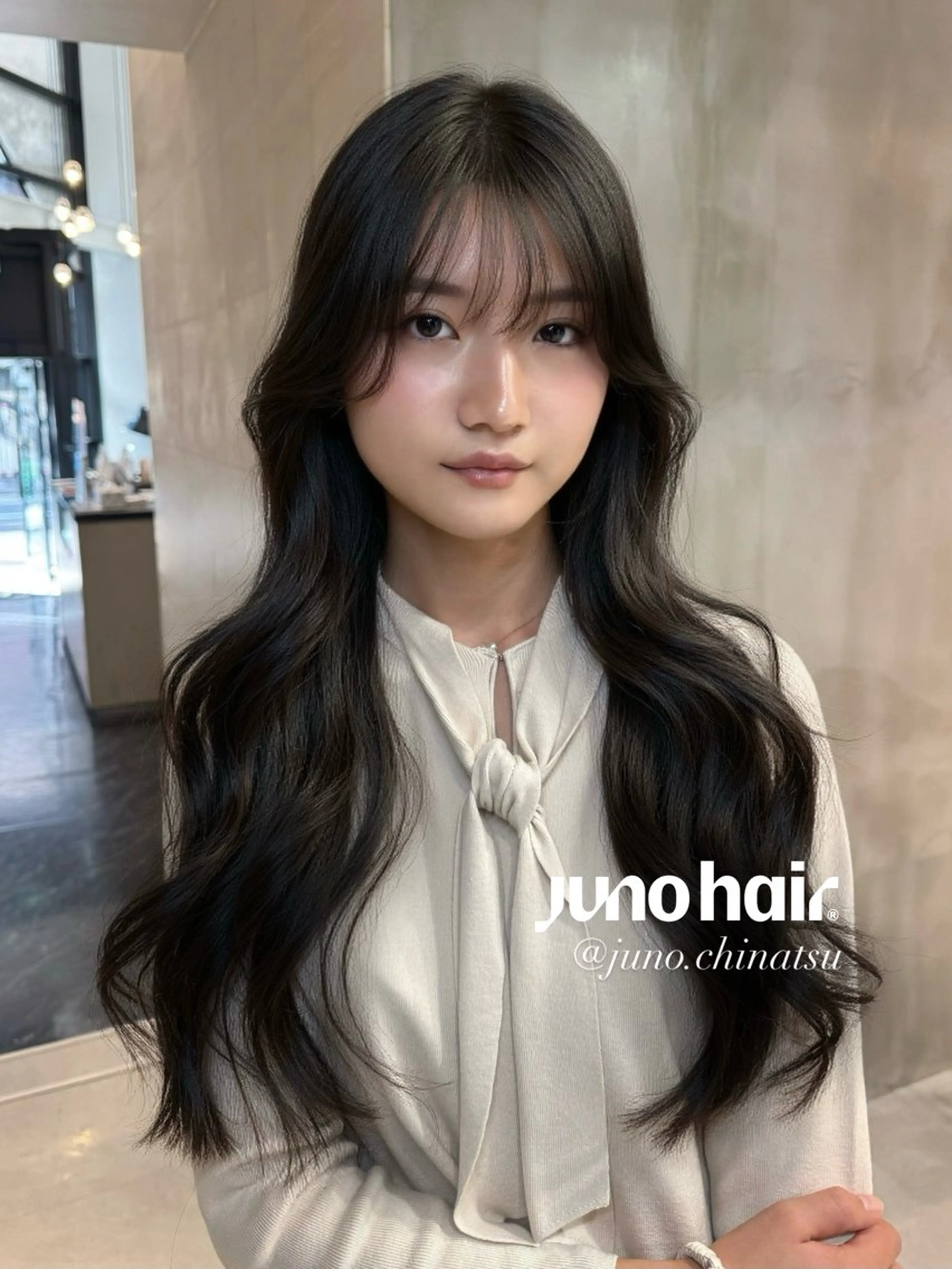 ロング カラー ヘアアレンジ カット ヘアカラー トリートメント 韓国レイヤーカット/ 儚げカラーチナツのヘアスタイル