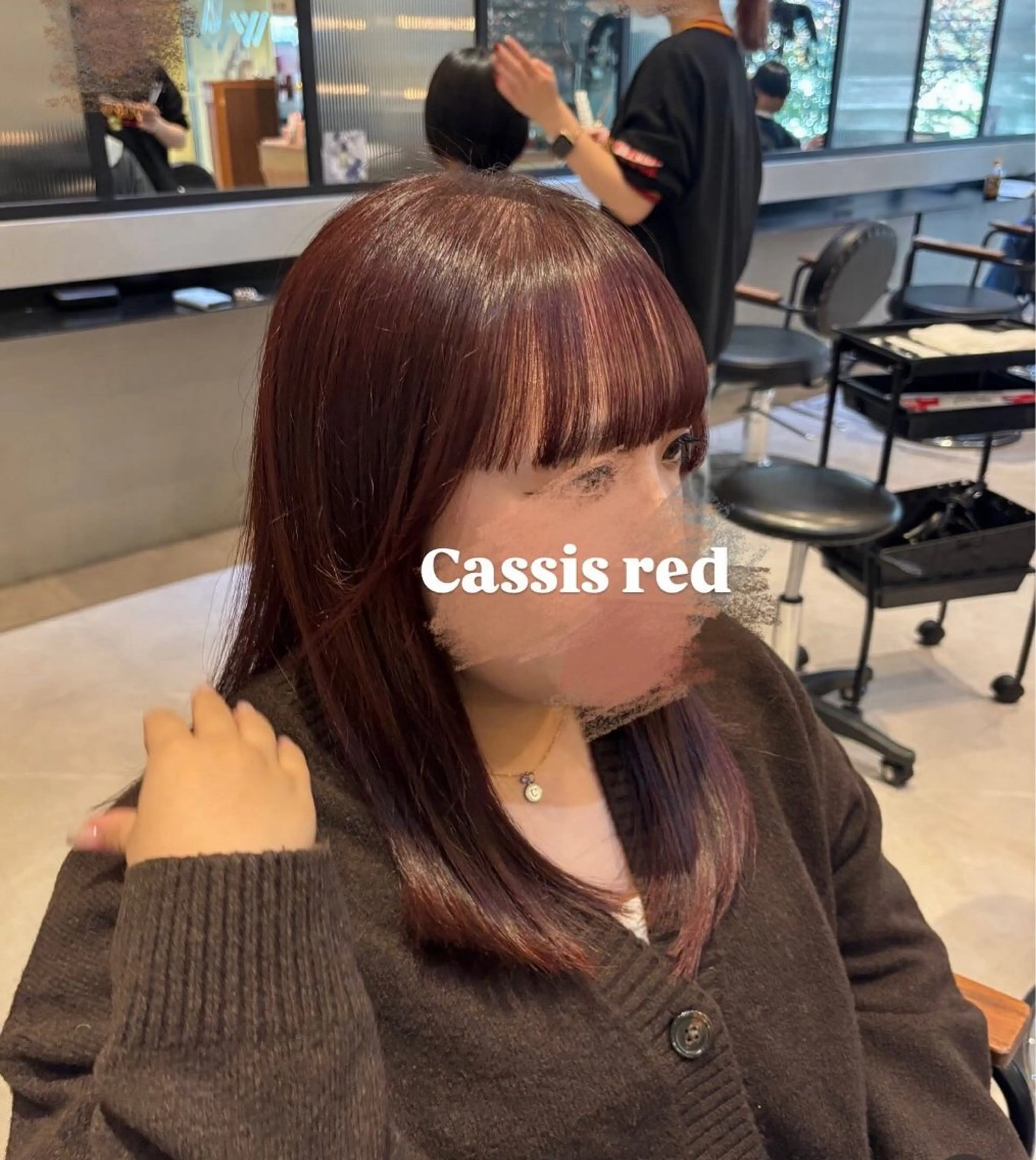 ミディアム カラー カシス オレンジ レッドカラー ヘアカラー メンズ特化/ 透明感カラー/りなのヘアスタイル