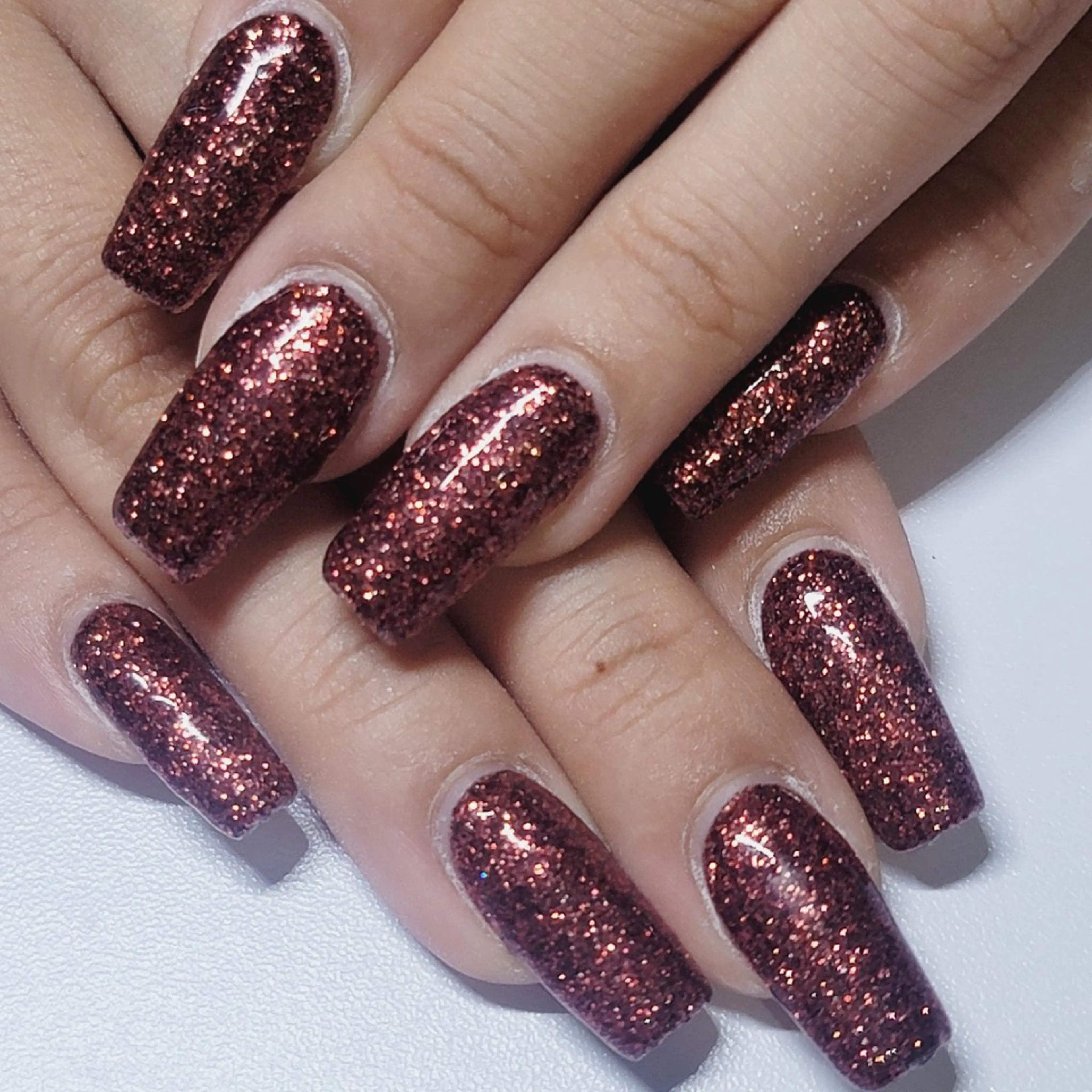 ネイル ボルドー ラメ(グリッター) ワンカラーネイル スクエアネイル ハンドネイル よしだ ひろきのネイルデザイン