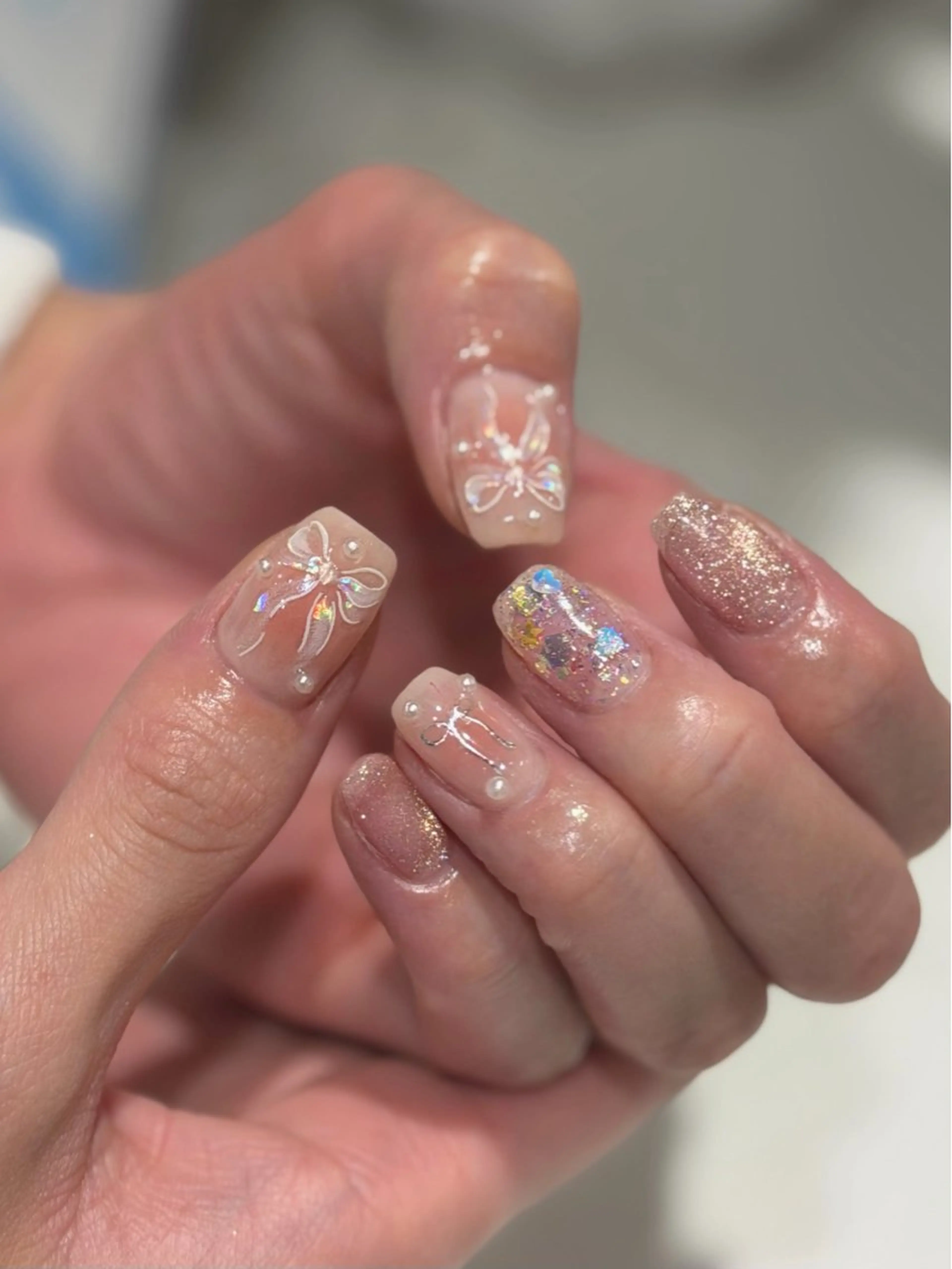 ネイル アートネイル 春ネイル nailsalon moe.所属・yume 大人ガーリーネイルのネイルデザイン