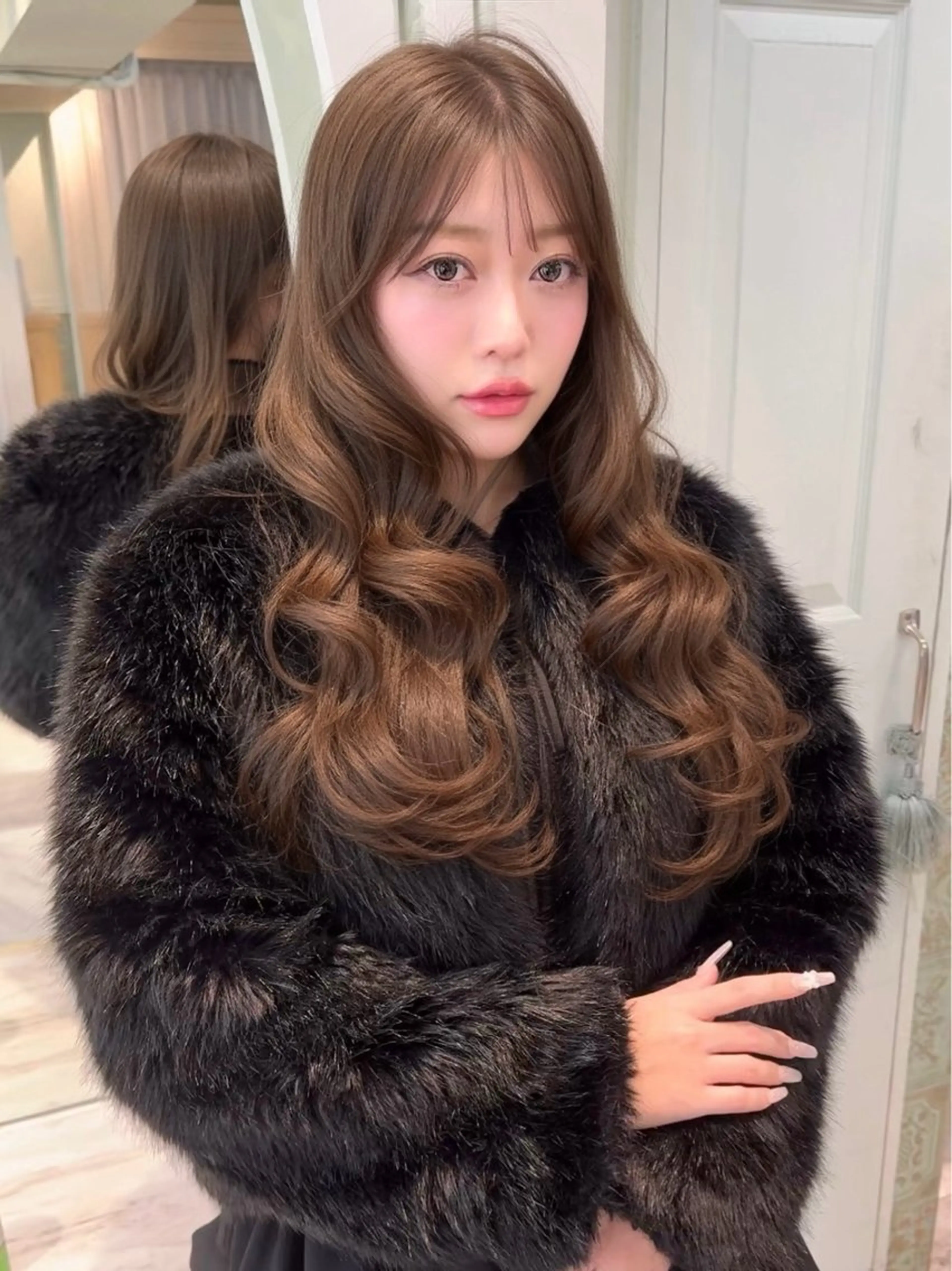 セミロング カラー カット ヘアカラー トリートメント 木屋元一/透明感 /前髪/韓国ヘアのヘアスタイル