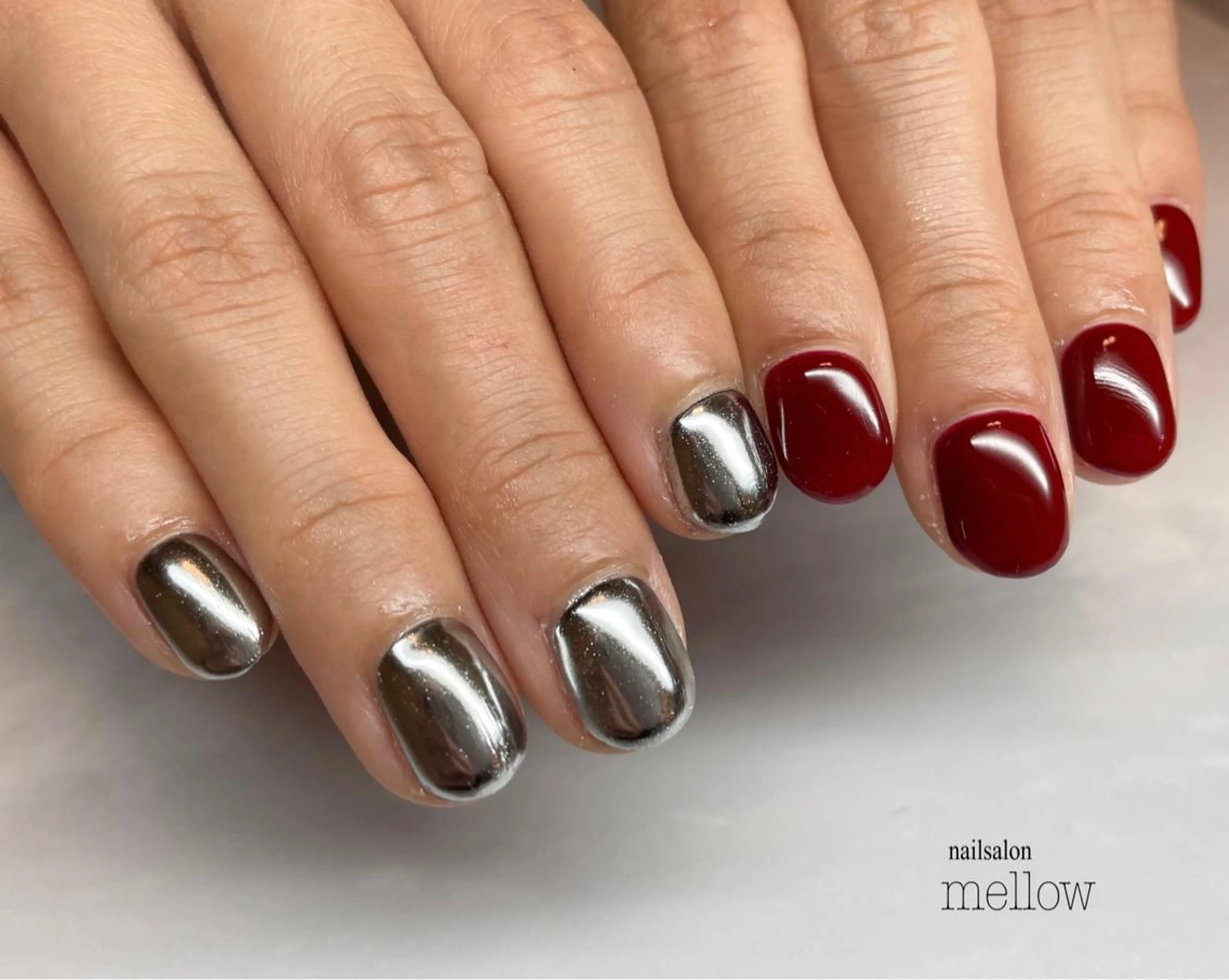 ネイル ボルドー ミラーネイル 大山 浩美のネイルデザイン