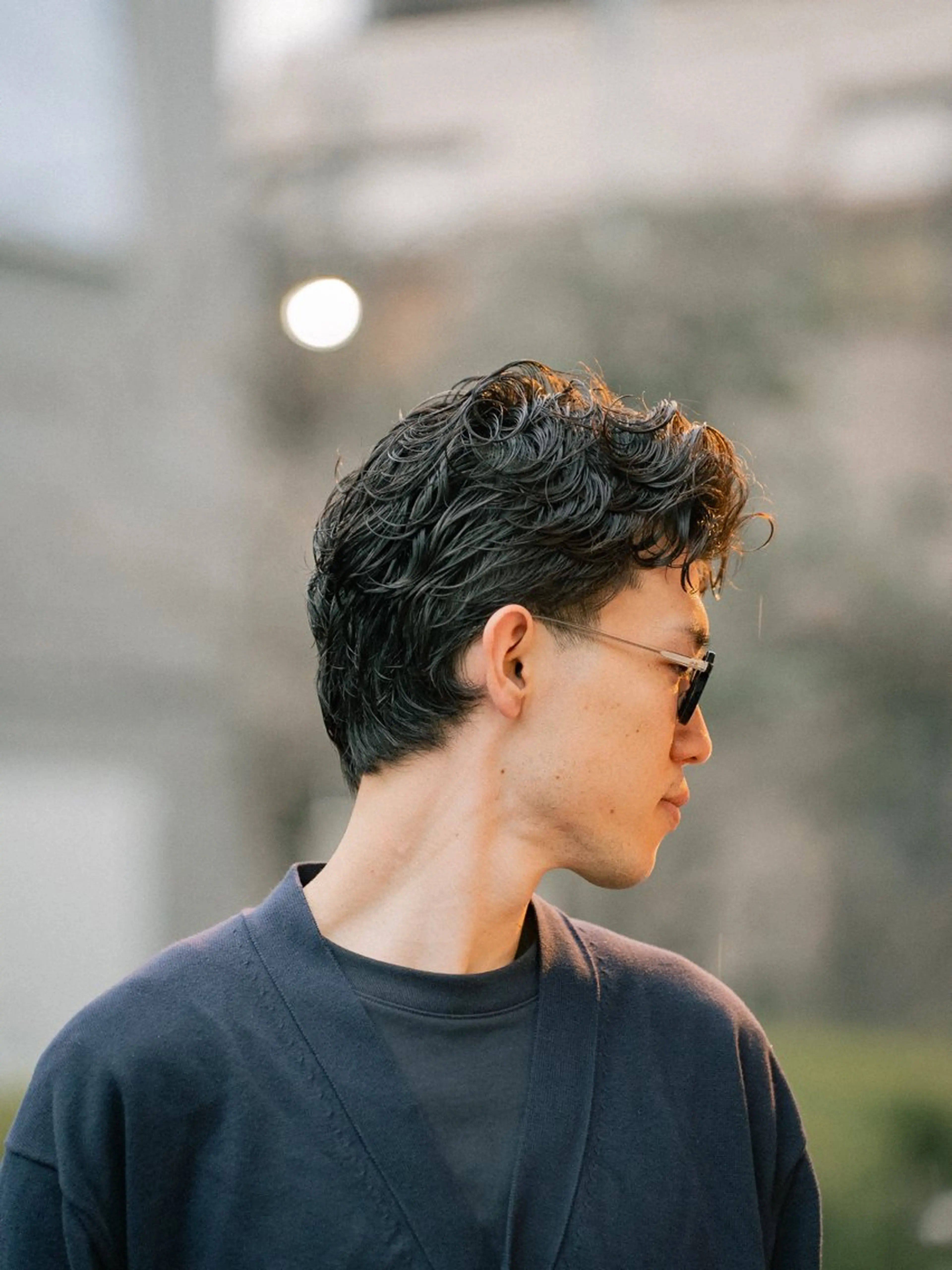 ショート カラー パーマ メンズ オールバック ビジネス カット パーマ 🔗メンズサロン🔗 Kieのヘアスタイル