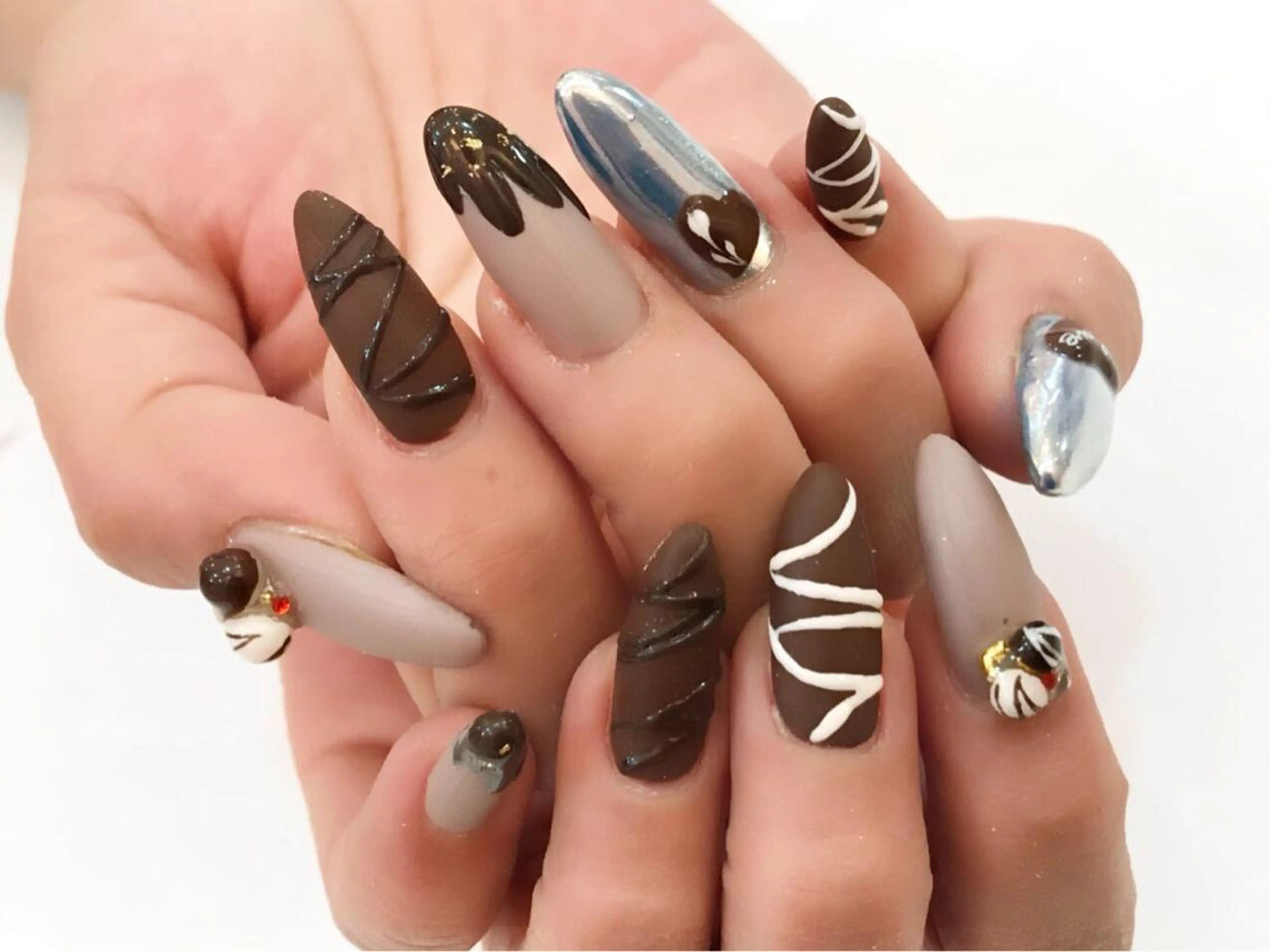 ロング カラー メンズ キッズ ネイル 学生（メンズ向け） ピンクカラー 学生 ロング アートネイル NAILSGOGO shibuyaのネイルデザイン