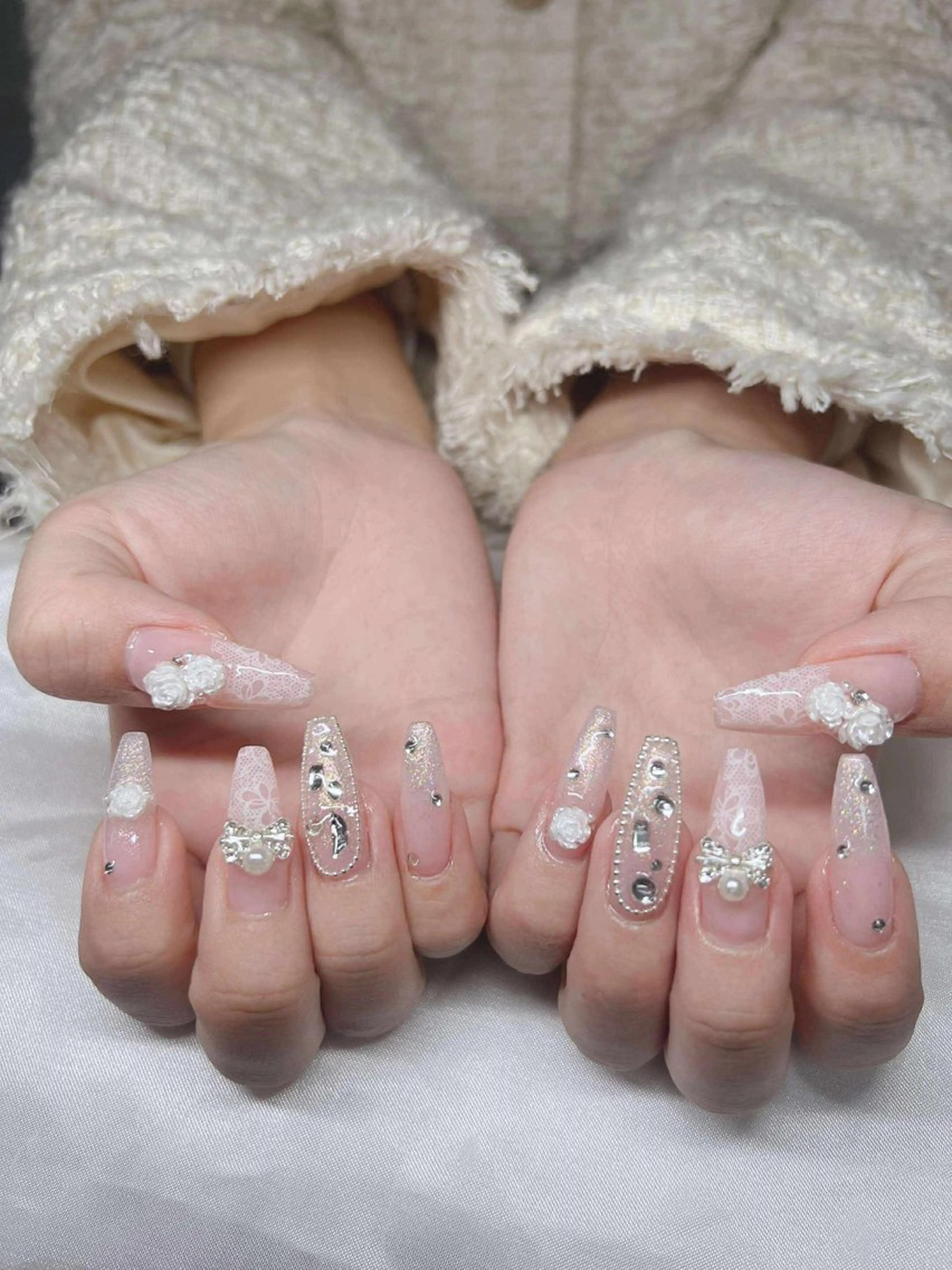 ネイル 長さ出し グラデーション 卒業式 キラキラネイル マグネットネイル ハンドネイル Lee Nailsのネイルデザイン