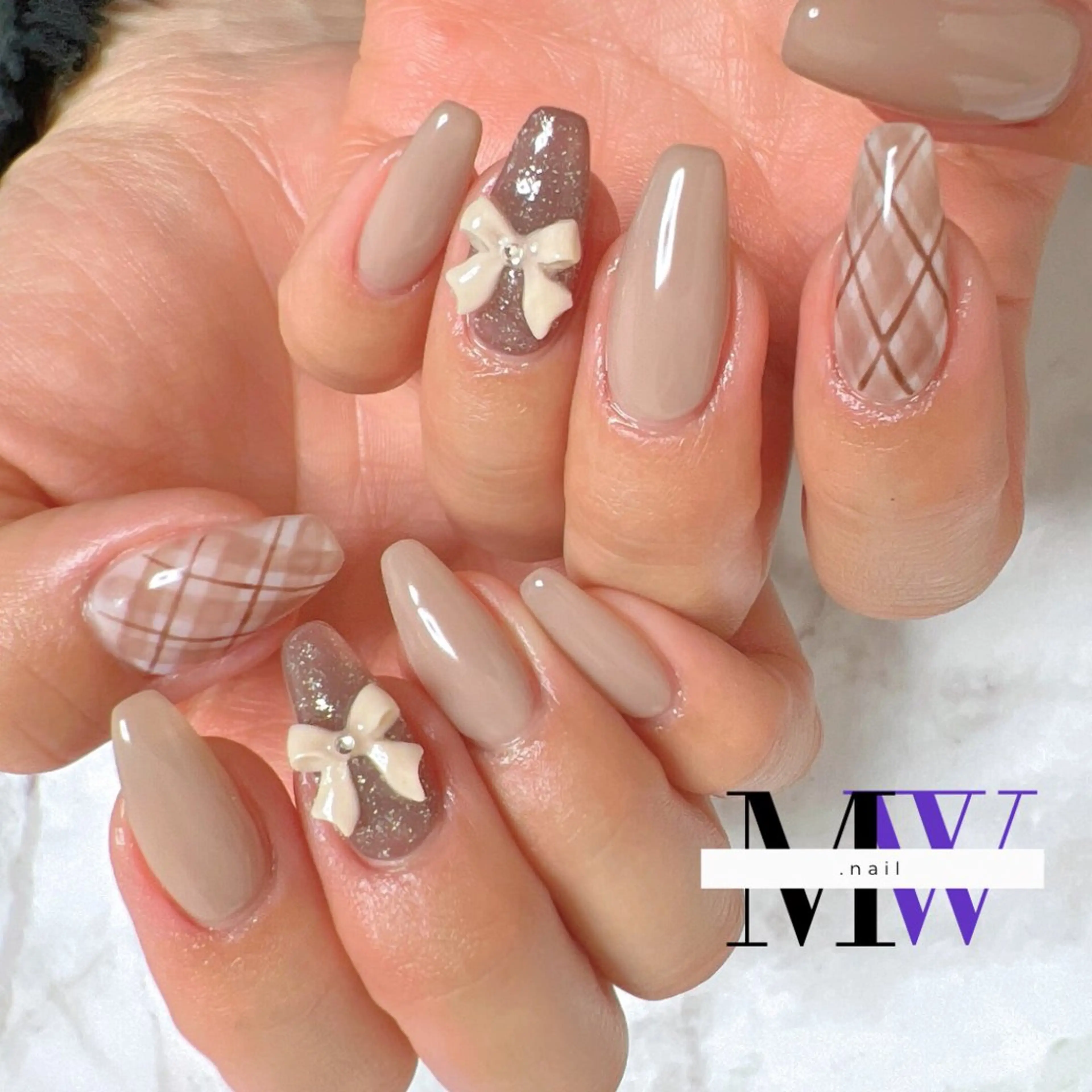 ネイル リボン ハンドネイル MW .nailのネイルデザイン