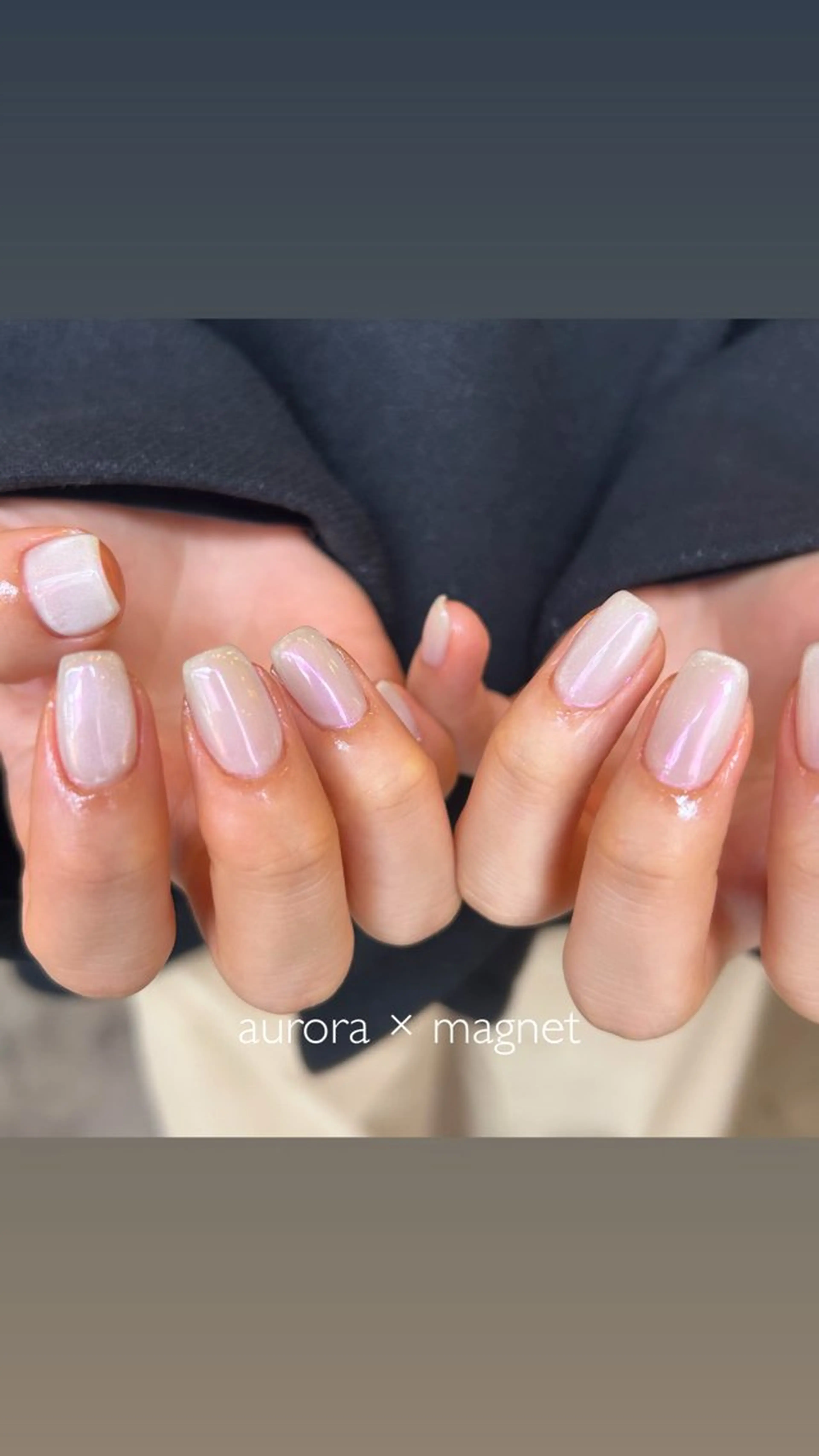 ネイル マグネットネイル ホワイト ハンドネイル Yumi 広尾|恵比寿ネイルのネイルデザイン