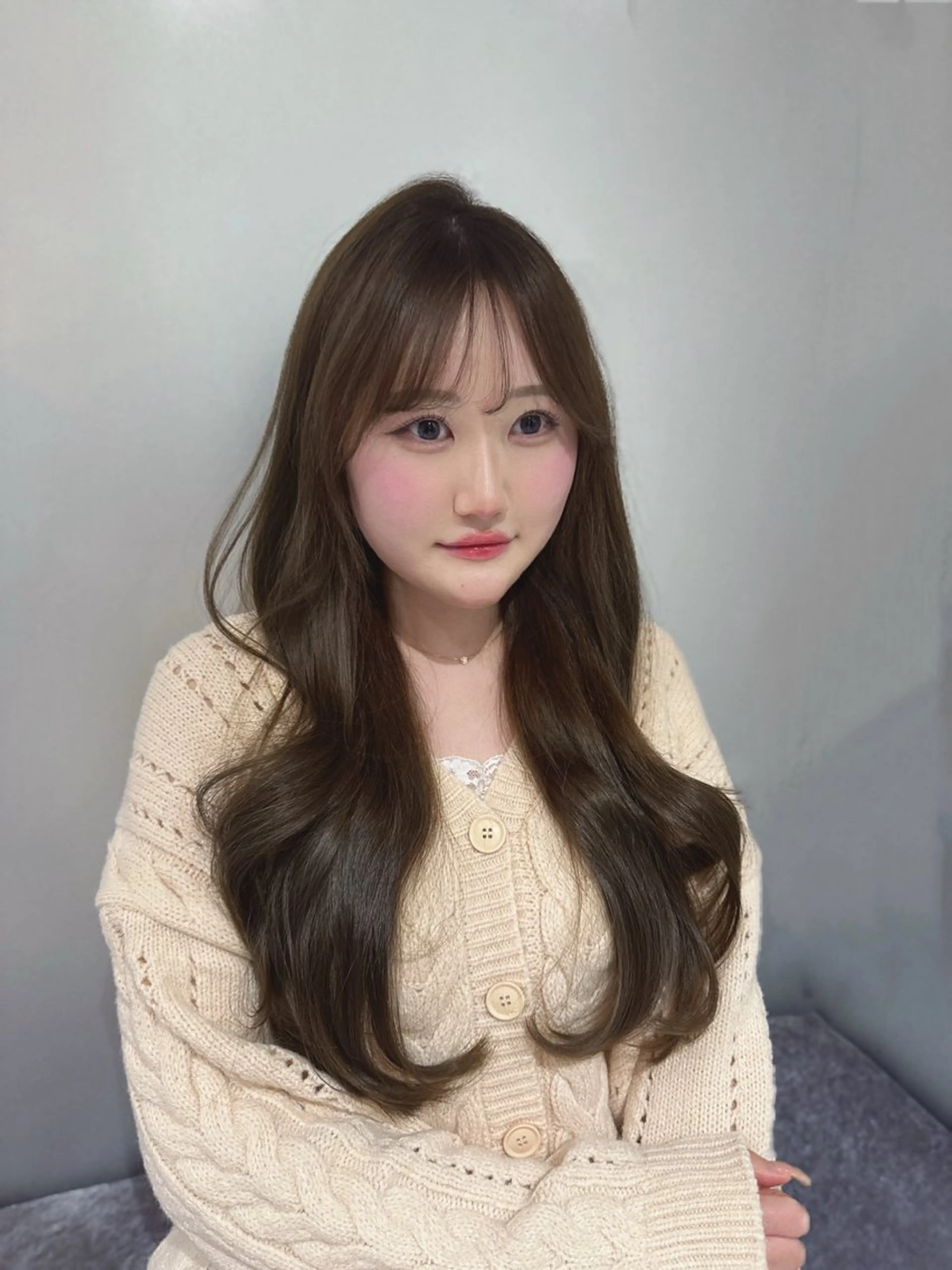 ロング カラー ベージュカラー オリーブベージュ カット ヘアカラー トリートメント 髪質改善/透明感ヘア にちか🐰のヘアスタイル