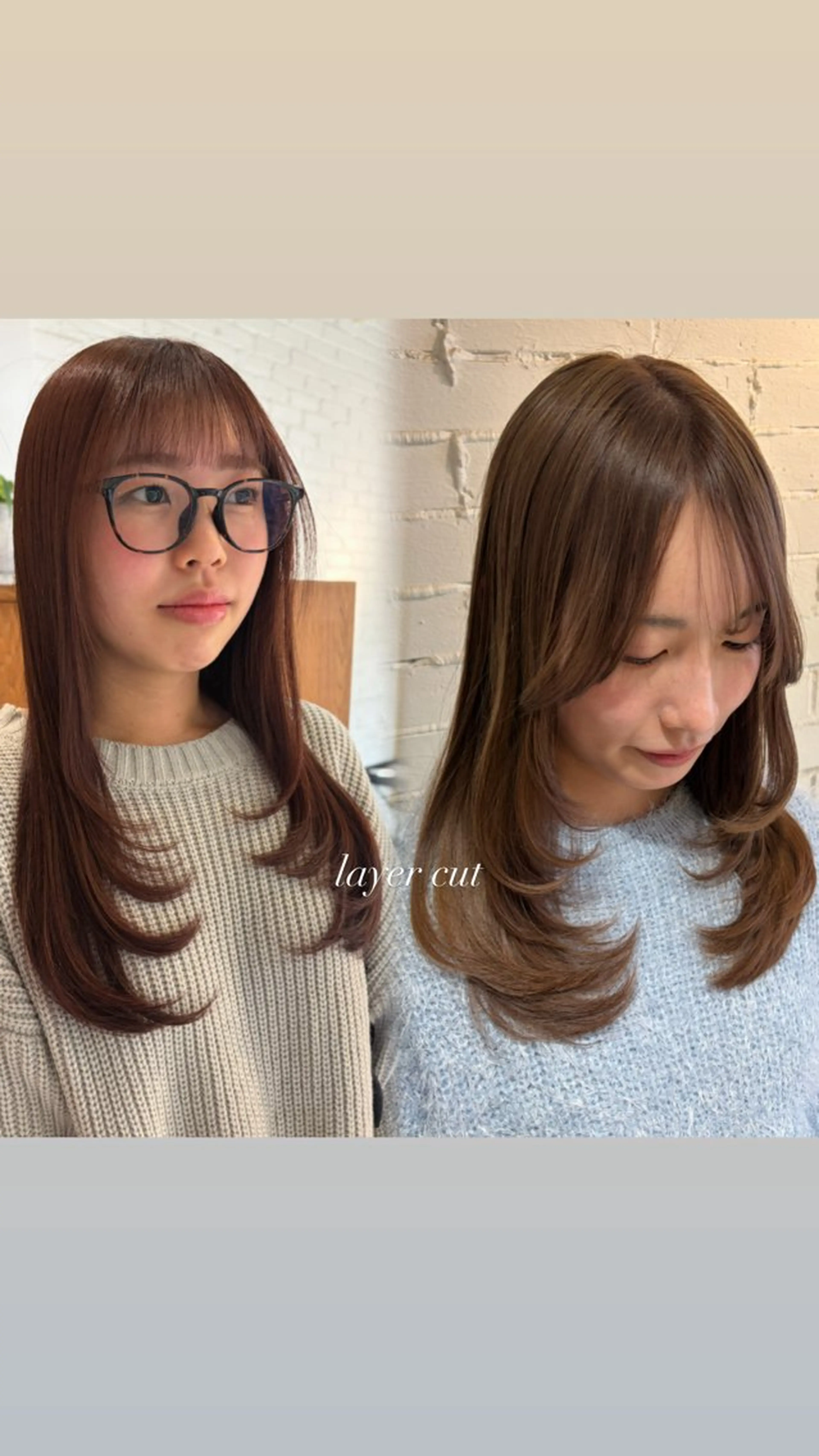 ロング レイヤーカット カット 🩰韓国レイヤー🩷 艶カラー🌷小栁歩美のヘアスタイル