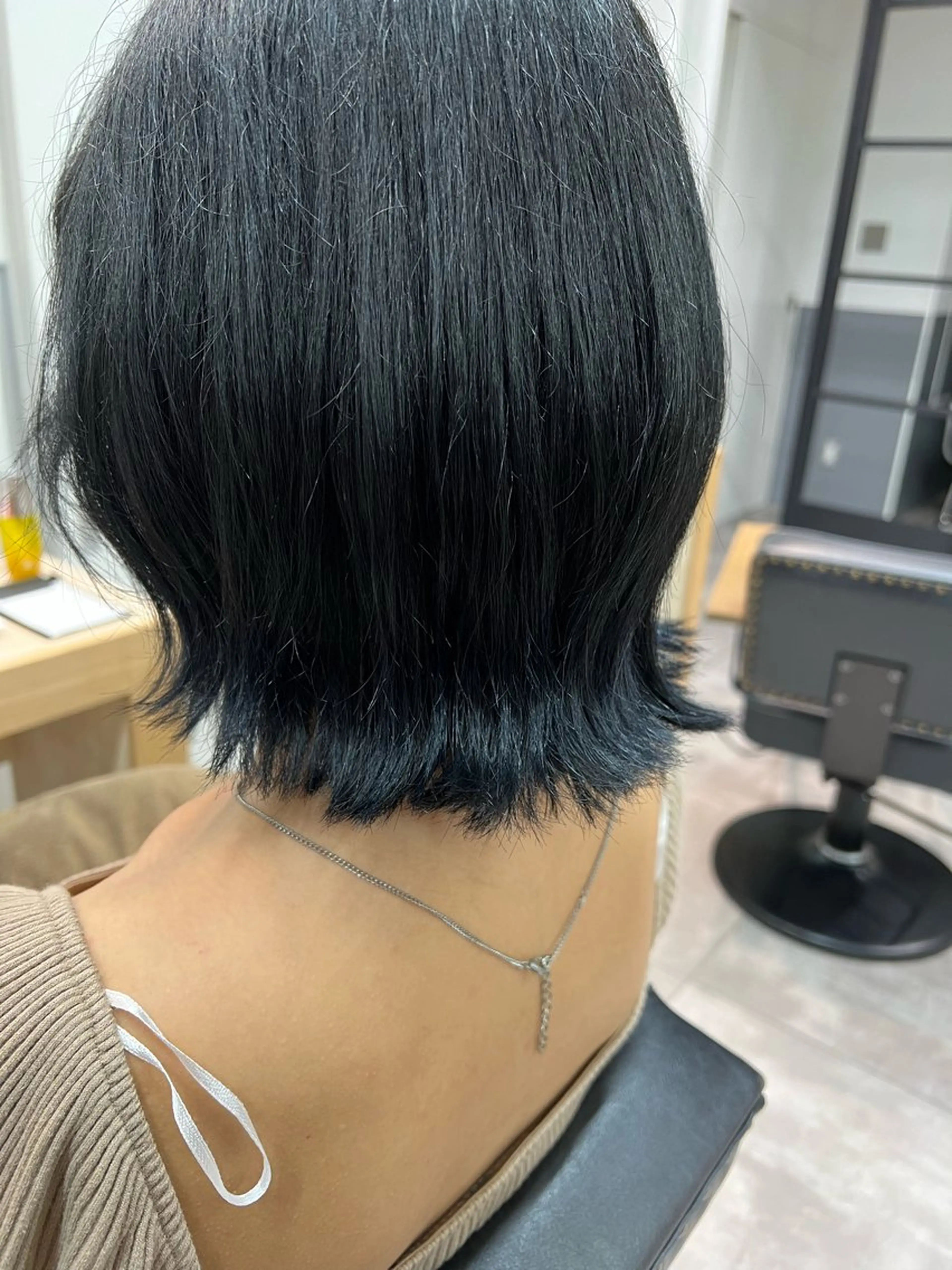 ショート カラー 黒髪 ブルーカラー ブルーブラック 🌞レイヤー×カラー 前川那津美🌞のヘアスタイル