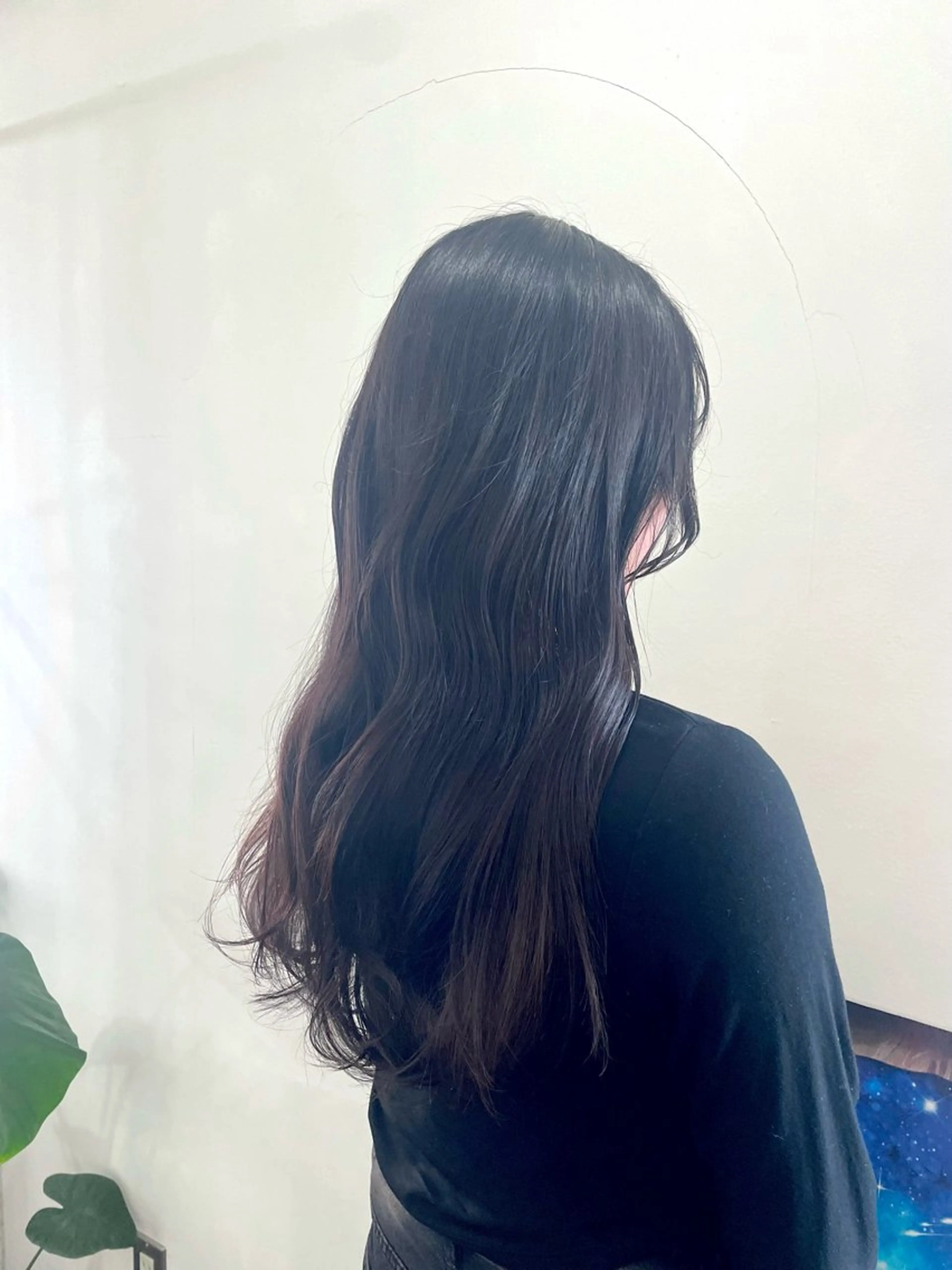 ロング カラー 黒髪 透明感カラー ネイビーカラー トリートメント mopa所属・mopa_kaede 暖色カラー/ロングのヘアスタイル