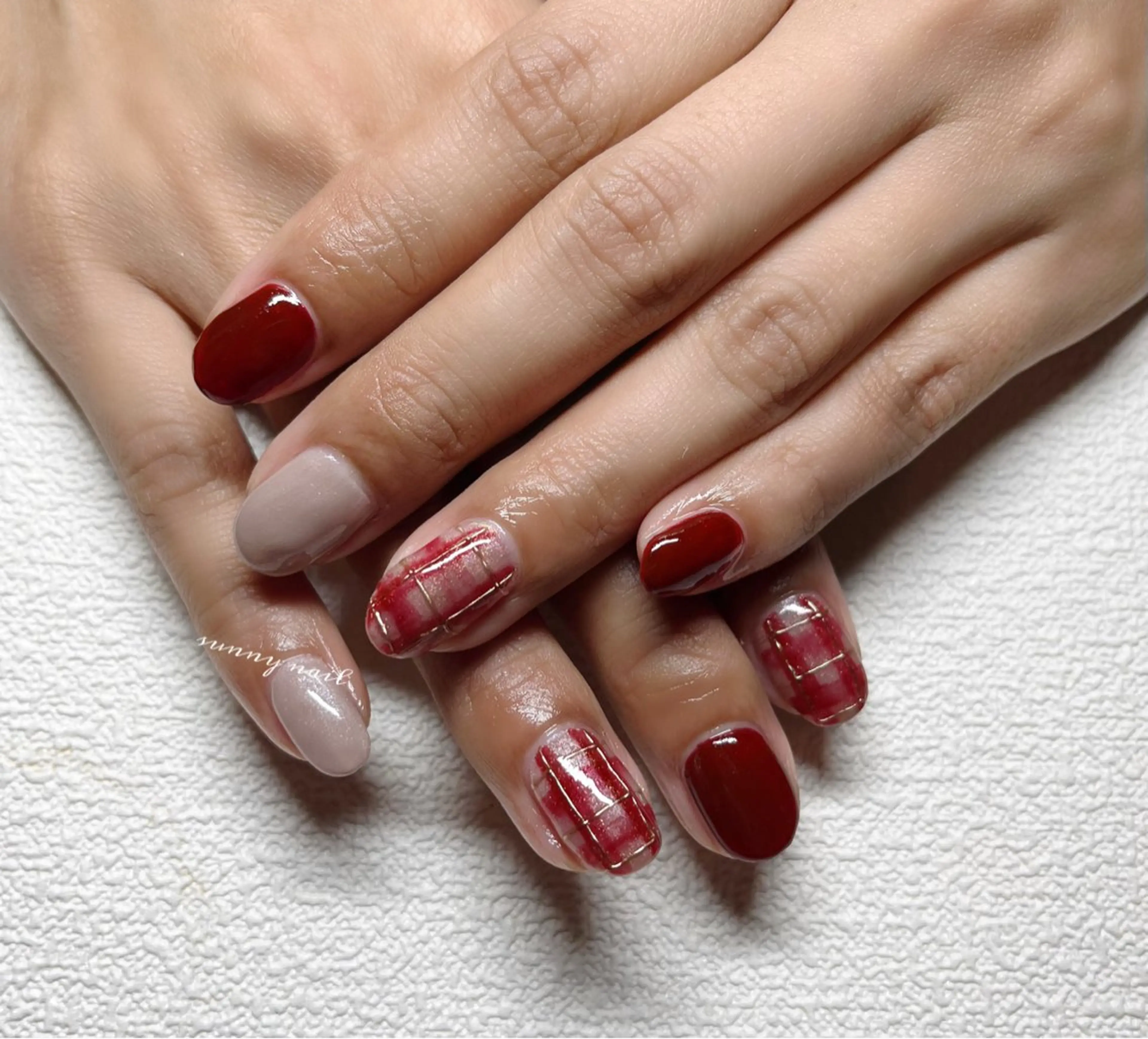 ネイル ボルドー ジェルネイル パラジェル sunny nailのネイルデザイン