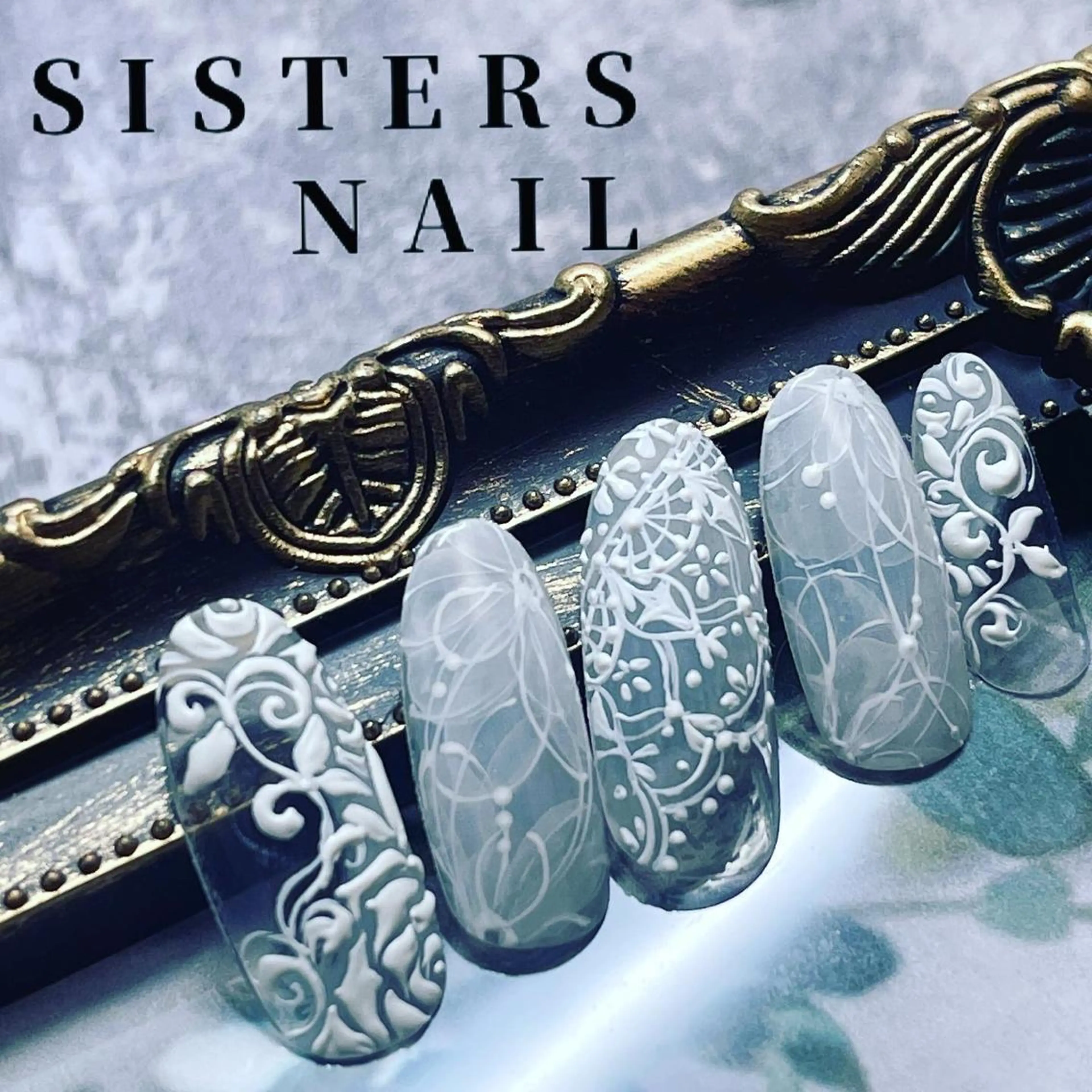 ネイル アートネイル フラワーネイル レース ブライダルネイル ハンドネイル ハンドケア sisters nail.fのネイルデザイン