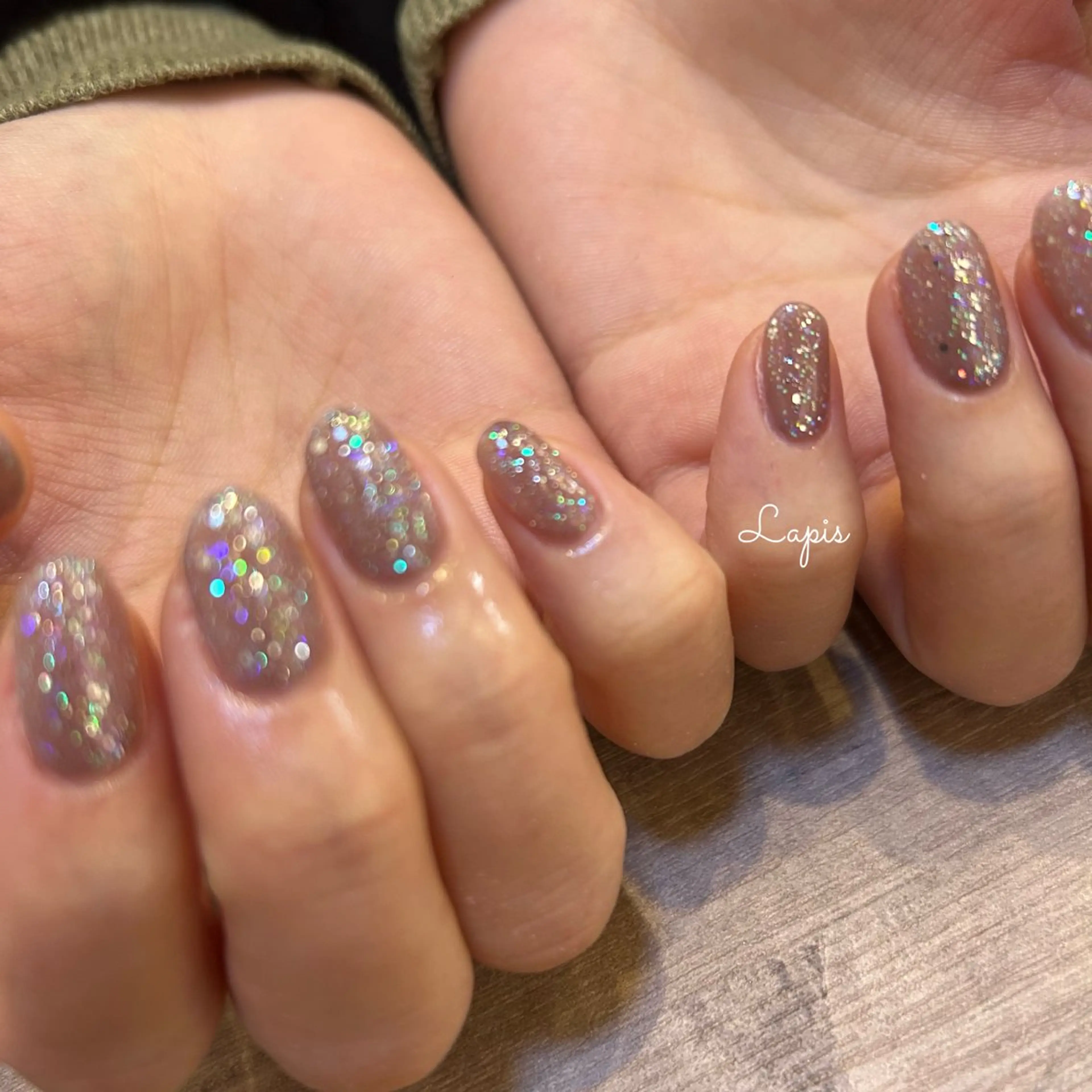 ネイル ラメ(グリッター) ハンドネイル Lapis *のネイルデザイン