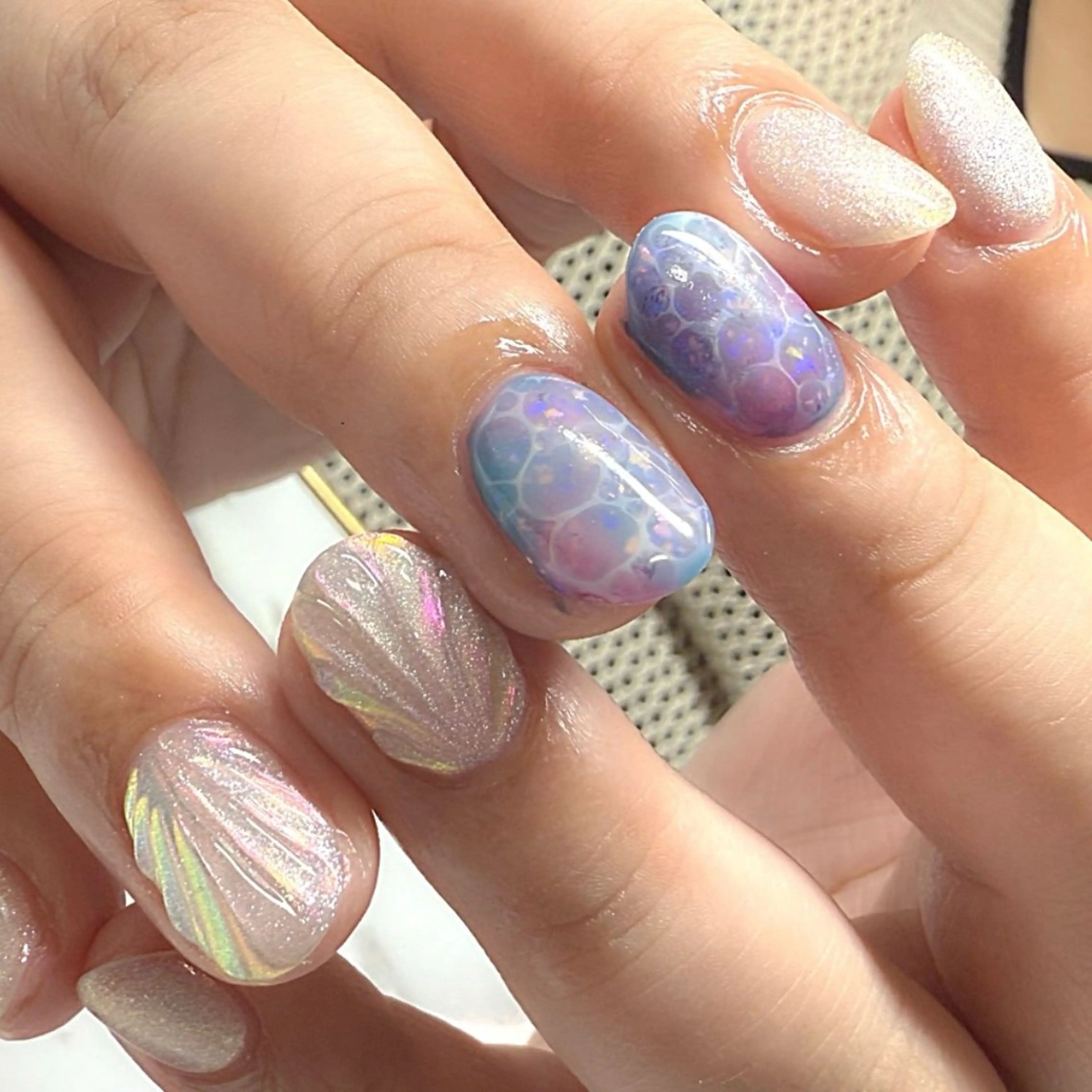 ネイル アートネイル オーロラネイル ジェルネイル マグネットネイル 大理石ネイル(マーブル) ハンドネイル 六本木ネイル阡夜一夜 当日＆持ち込み歓迎のネイルデザイン