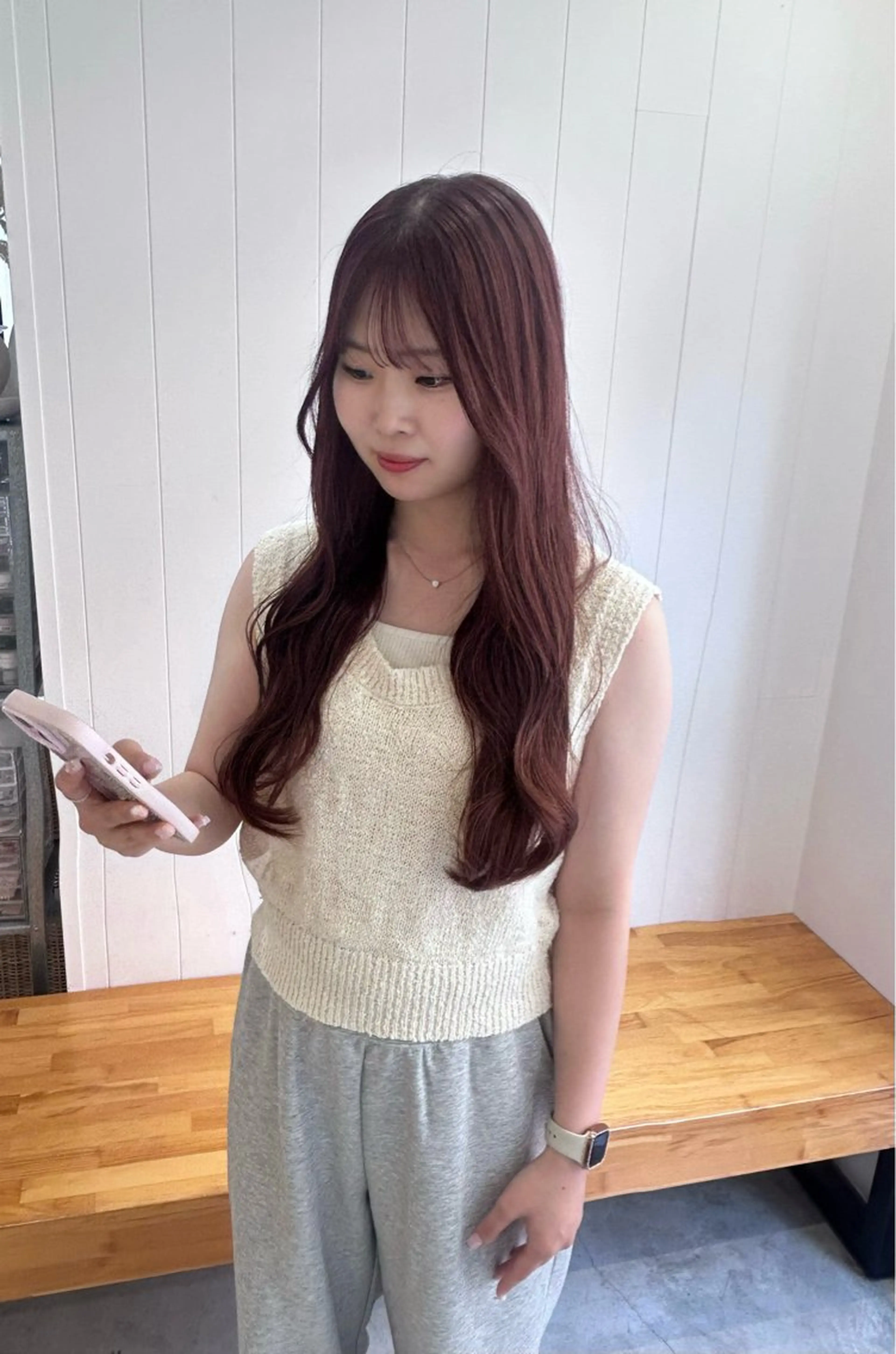 セミロング カラー カット ヘアカラー トリートメント 顔周りレイヤー 🎀マリノのヘアスタイル