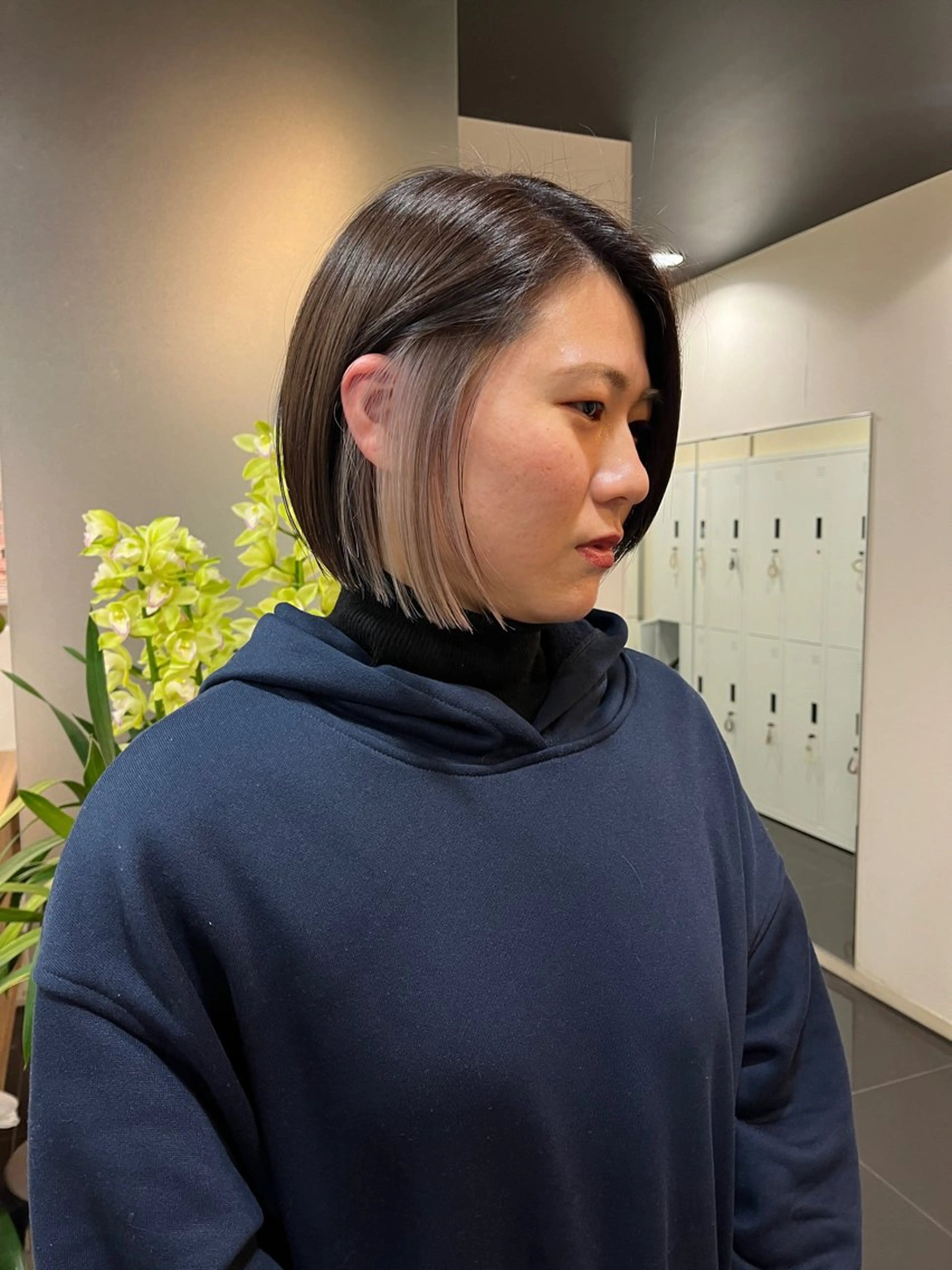 ミディアム 切りっぱなしボブ ショートボブ ボブ くびれヘア 髪質改善・酸性・ ストレート　Maruのヘアスタイル