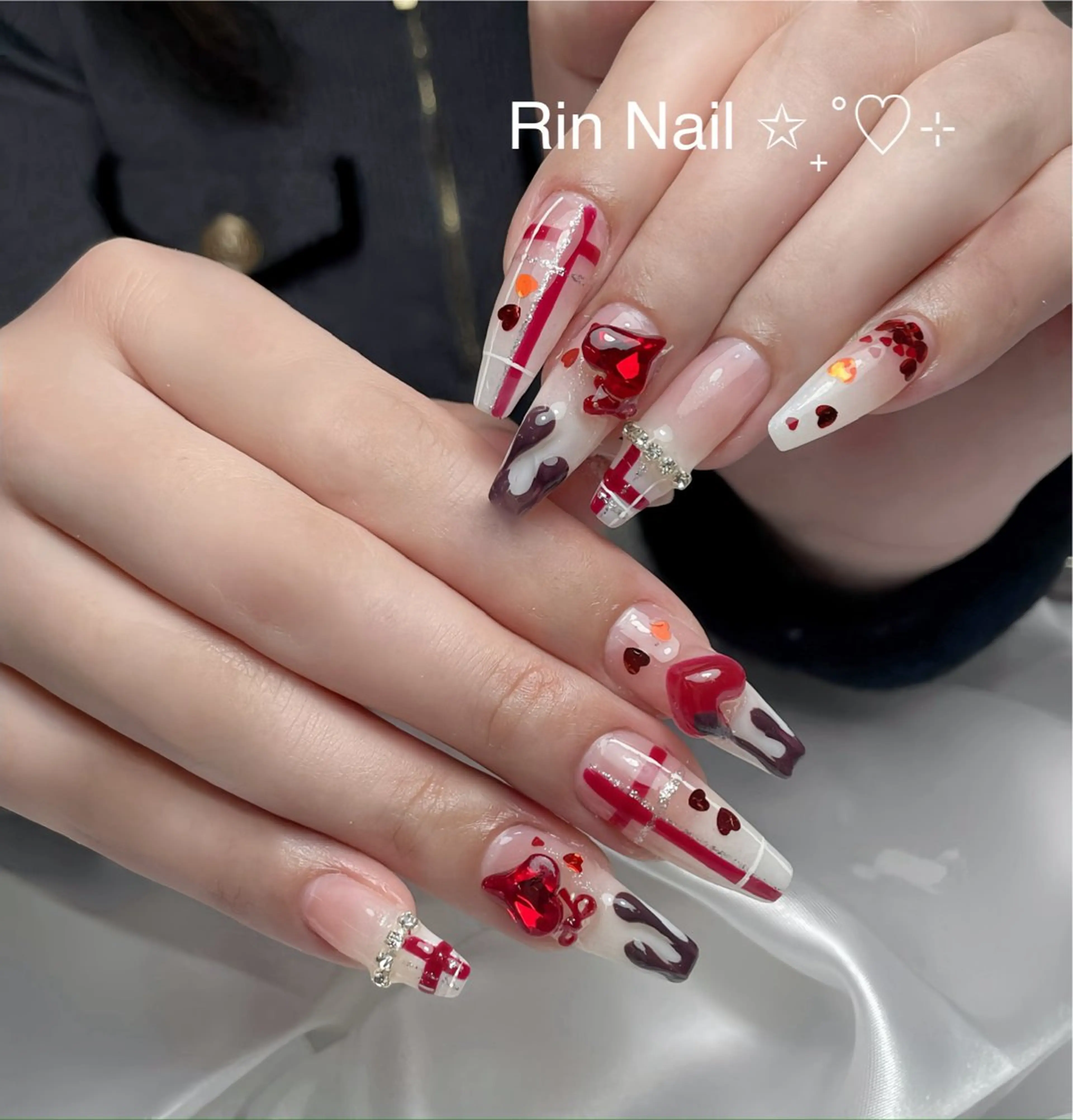 ネイル アートネイル ロングネイル ニュアンスネイル スカルプネイル ネイルチップ ハンドネイル Rin Nail 新大久保店のネイルデザイン