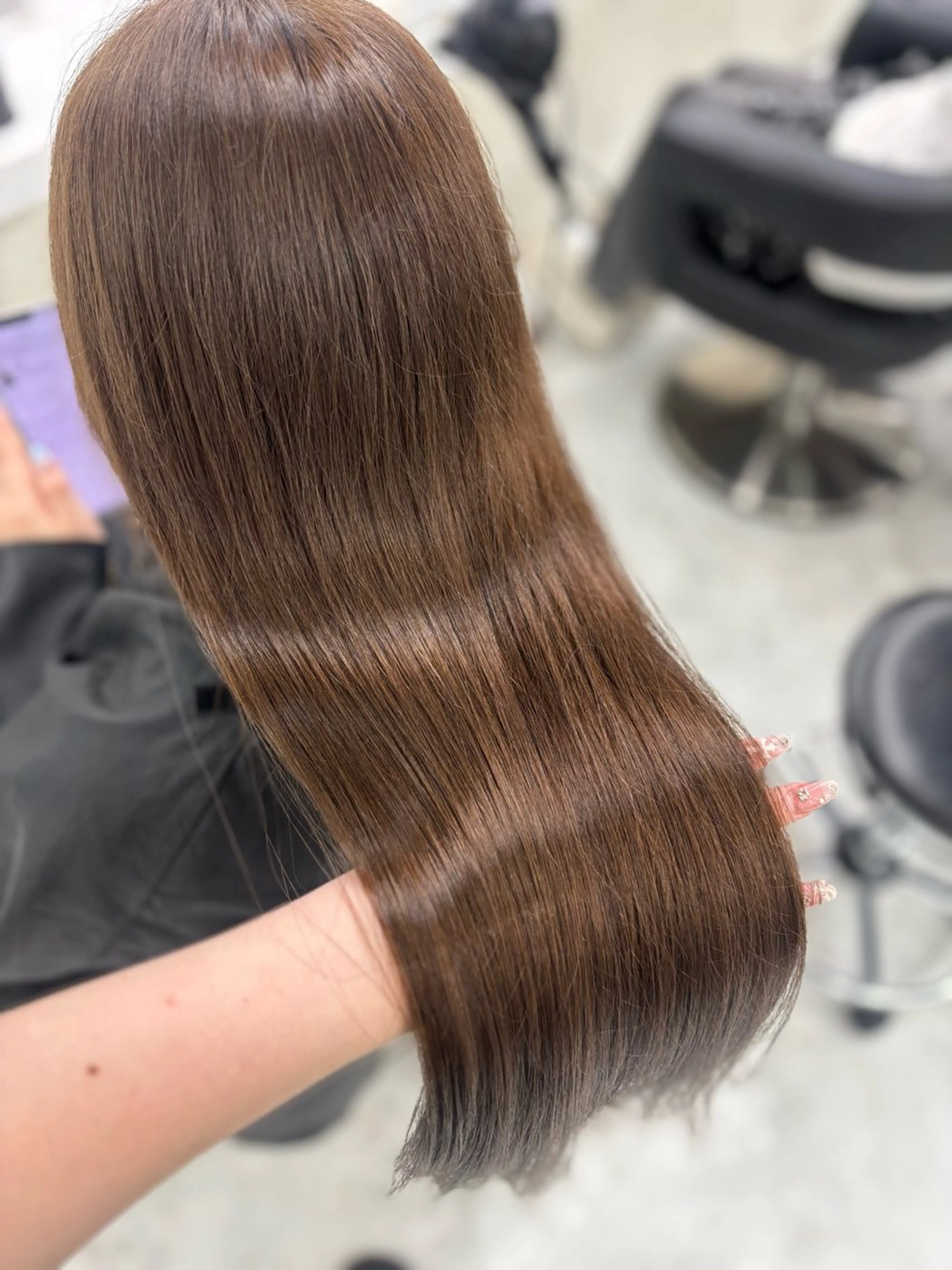 ロング ヘアカラー トリートメント ヘアセット まろっと艶感ブラウン ベージュ🤍まなかのヘアスタイル