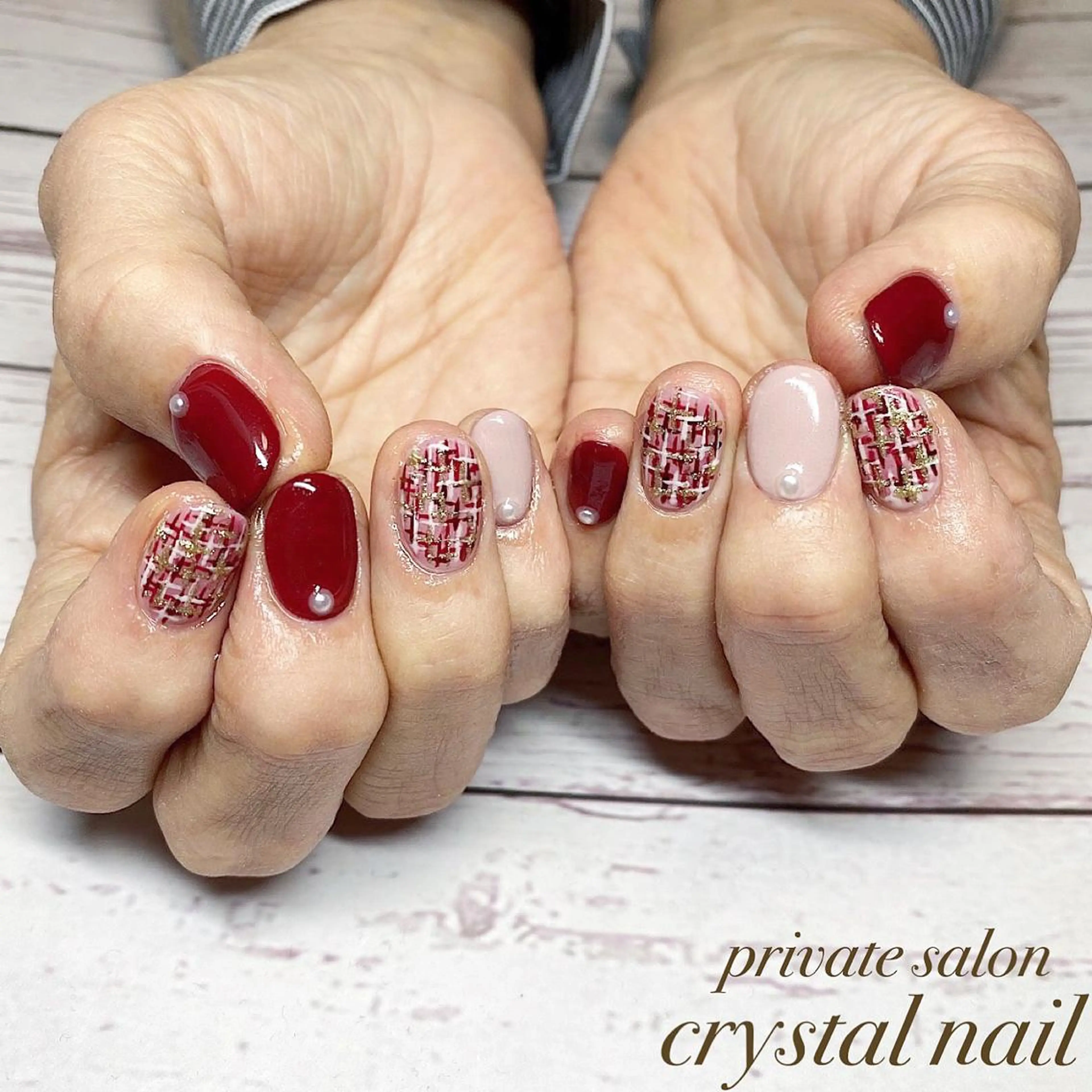 ネイル ツイードネイル Crystal Nailのネイルデザイン