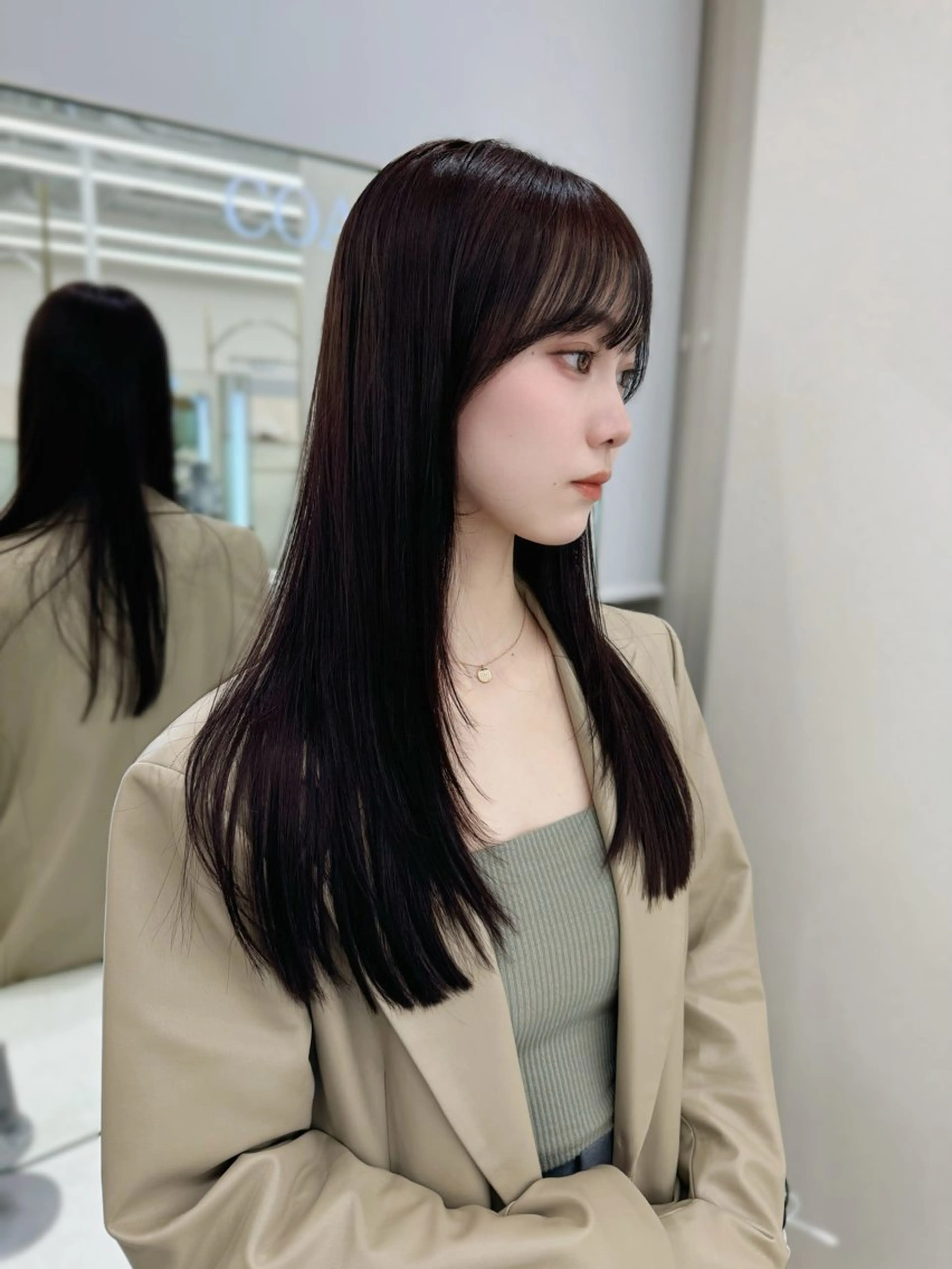 セミロング カット ヘアカラー トリートメント COA GINZA 空也/前髪/顔まわりのヘアスタイル