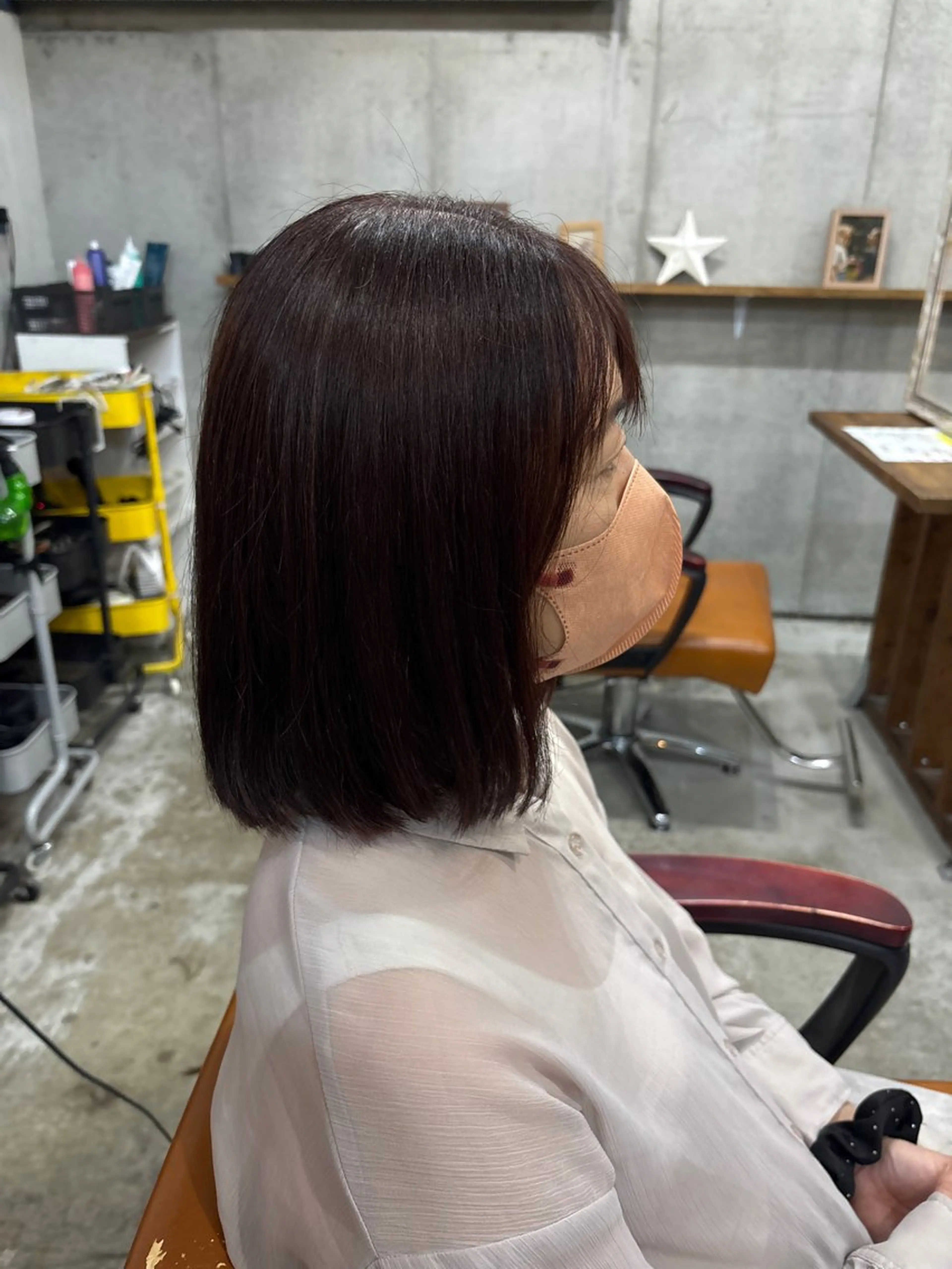 ミディアム ピンクブラウン ボブ カット ヘアカラー Trip 香椎所属・Yukino/ 透明カラー🫧のヘアスタイル
