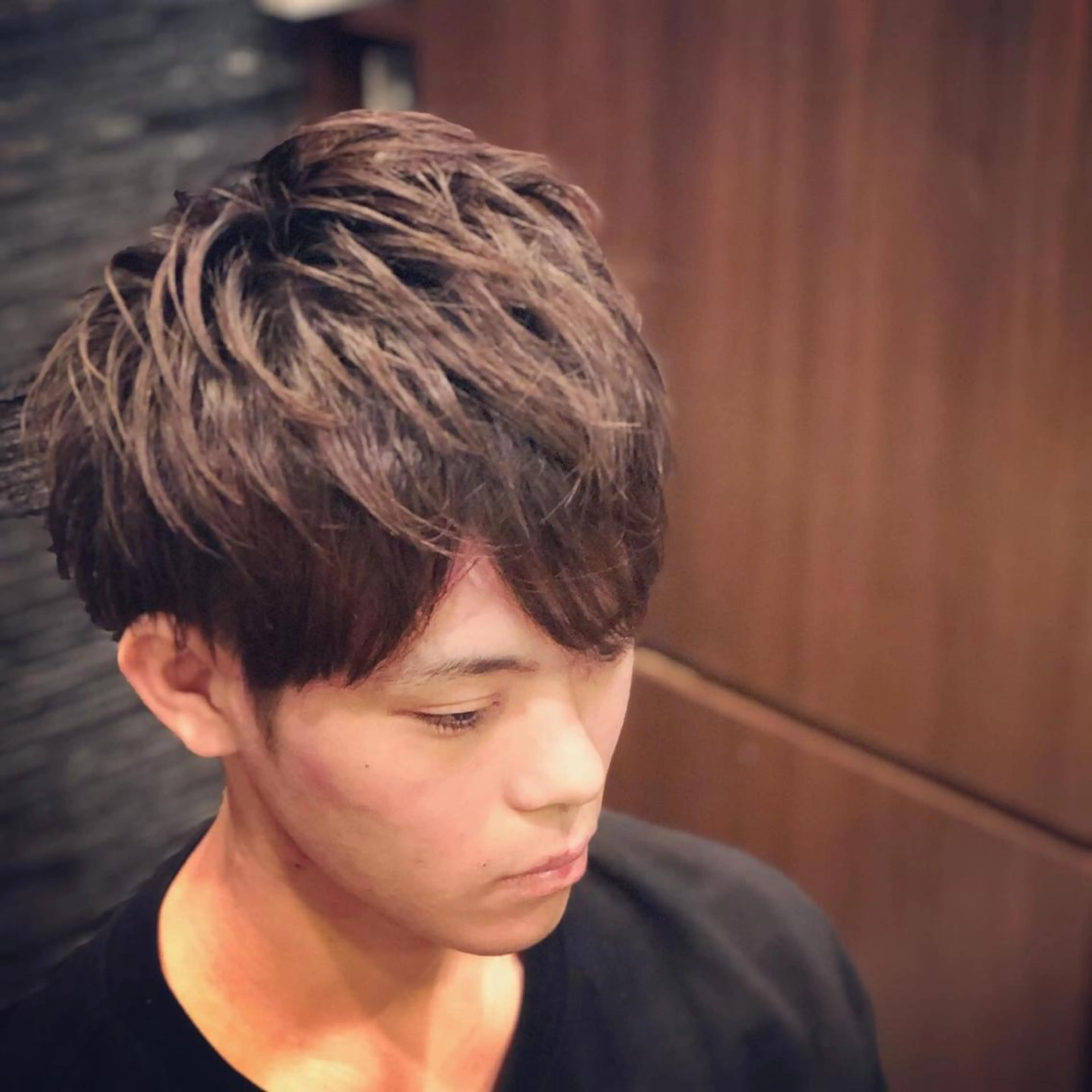 ミディアム カット メンズカットフェード パーマ/前山竜貴のヘアスタイル