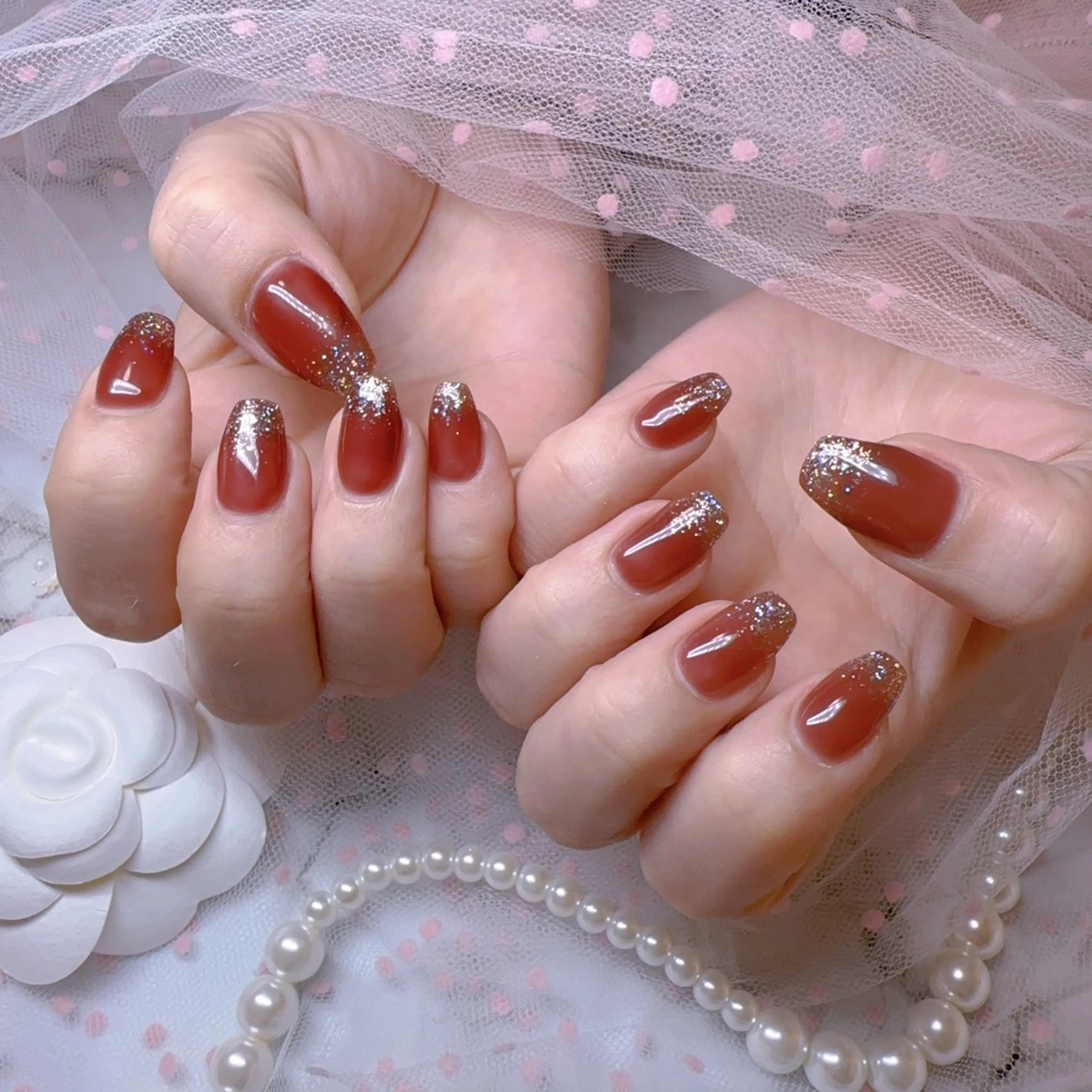 ネイル オーロラネイル フットネイル グラデーション 韓国ネイル ラメ(グリッター) ハンドネイル Belle nail salon 新小岩のネイルデザイン