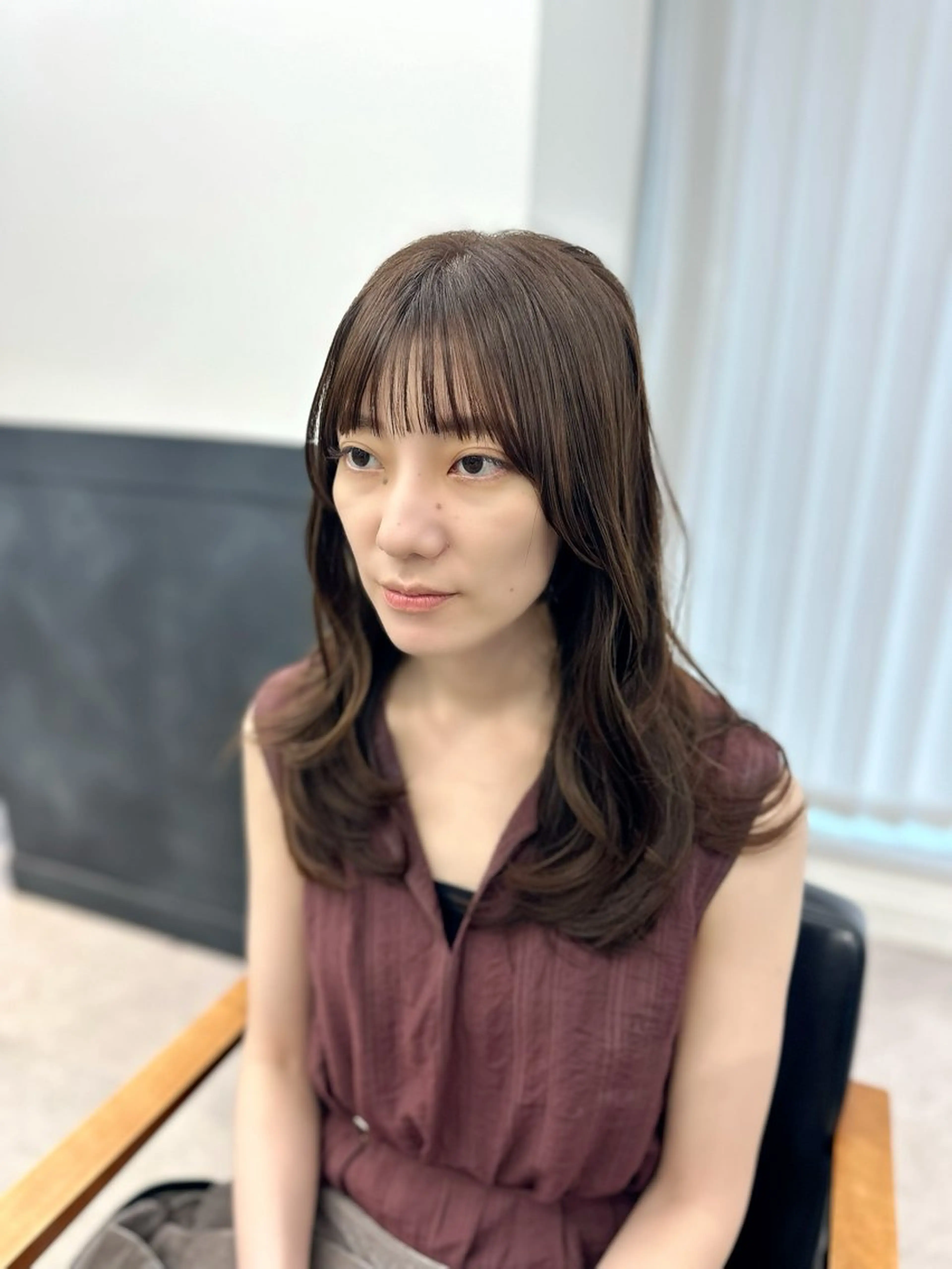 セミロング カラー パーマ ヘアアレンジ メンズ キッズ 小顔顔まわり/ レイヤーカット🌿のヘアスタイル