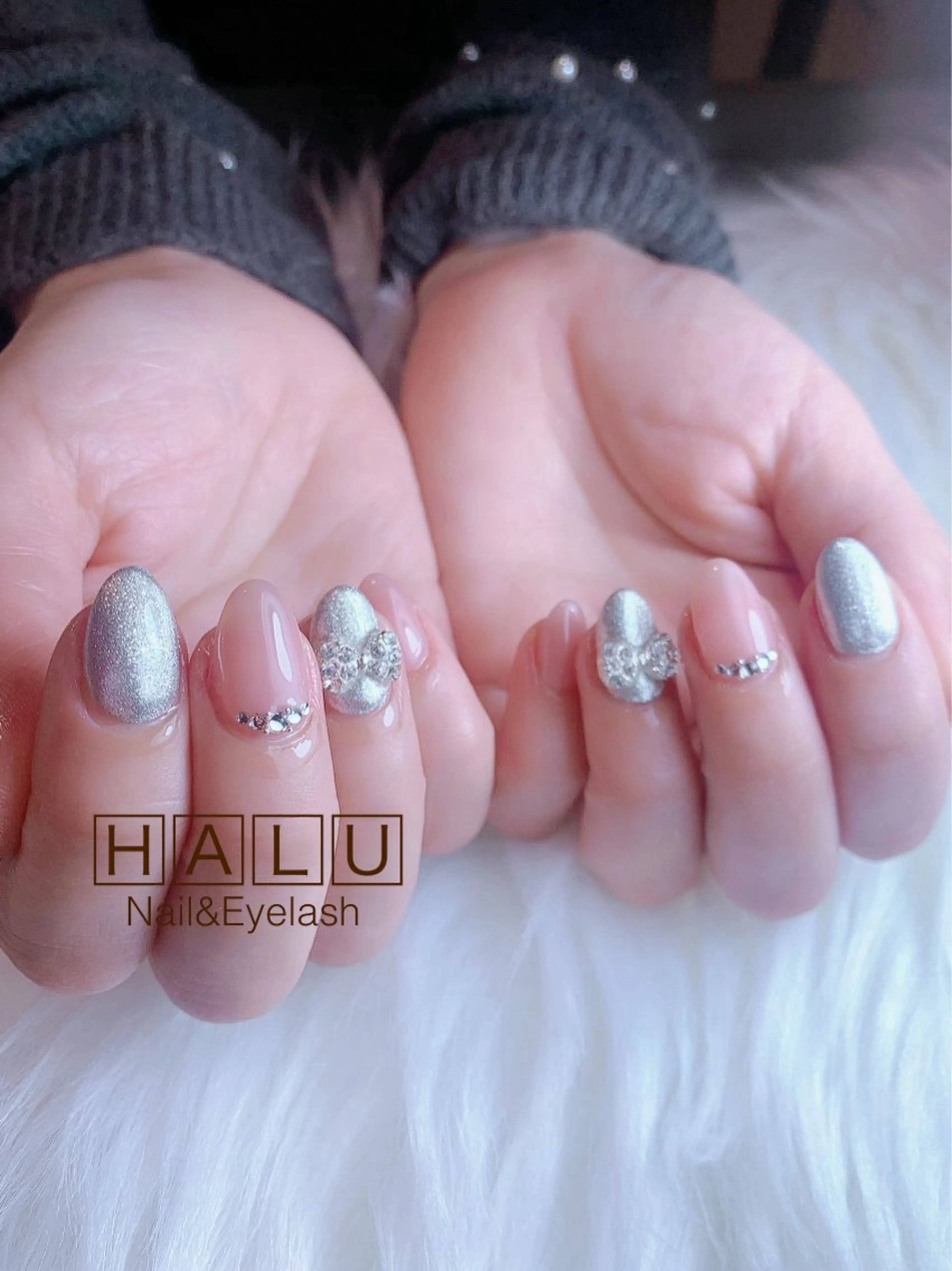 ネイル ピンク シルバー HALU ハルのネイルデザイン
