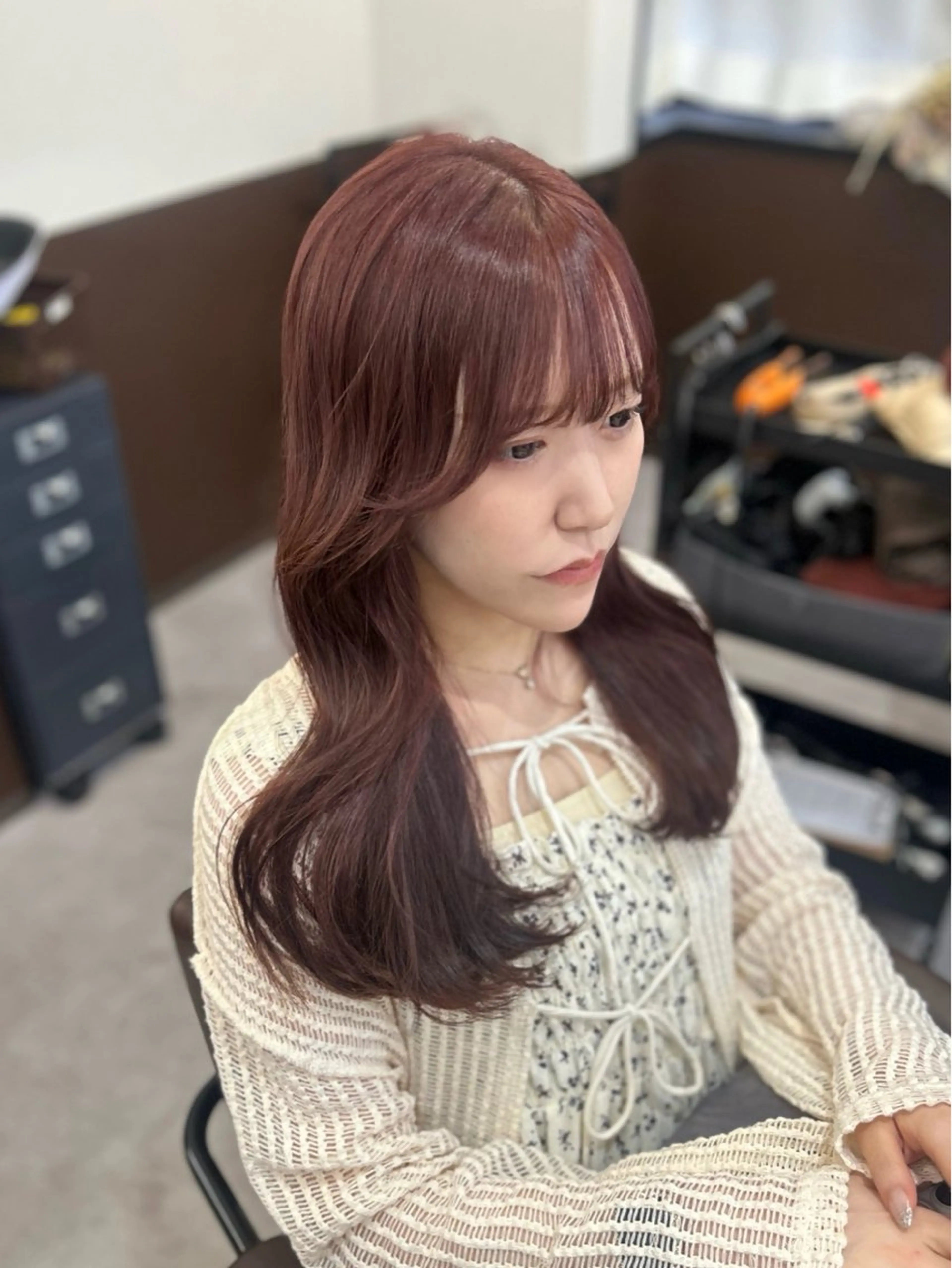 セミロング カラー 韓国×髪質改善カラー 💎hinaのヘアスタイル