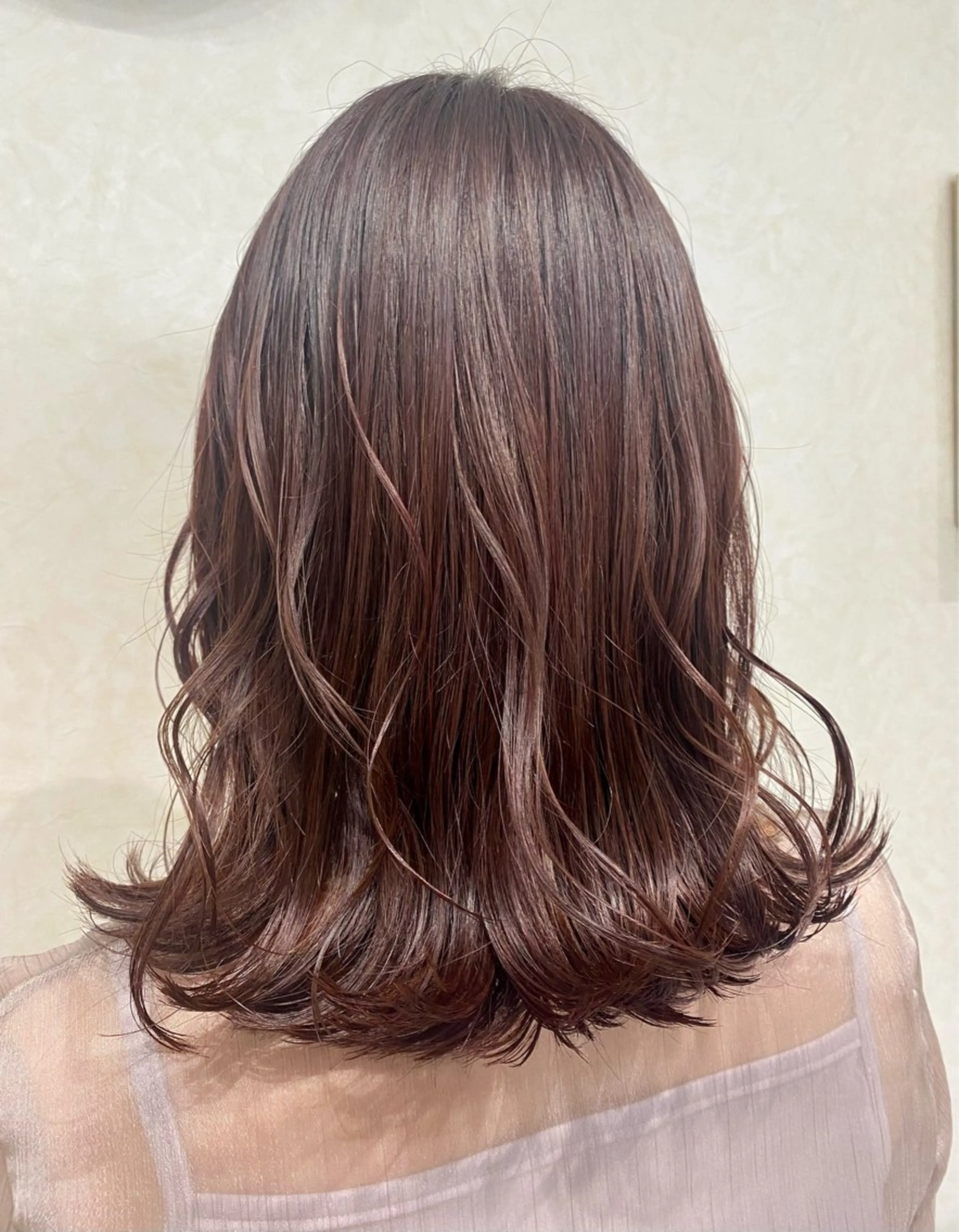 セミロング カラー ブリーチ ブラウンカラー ダブルカラー イルミナカラー オリーブカラー N°+aero 😊れいか😊のヘアスタイル