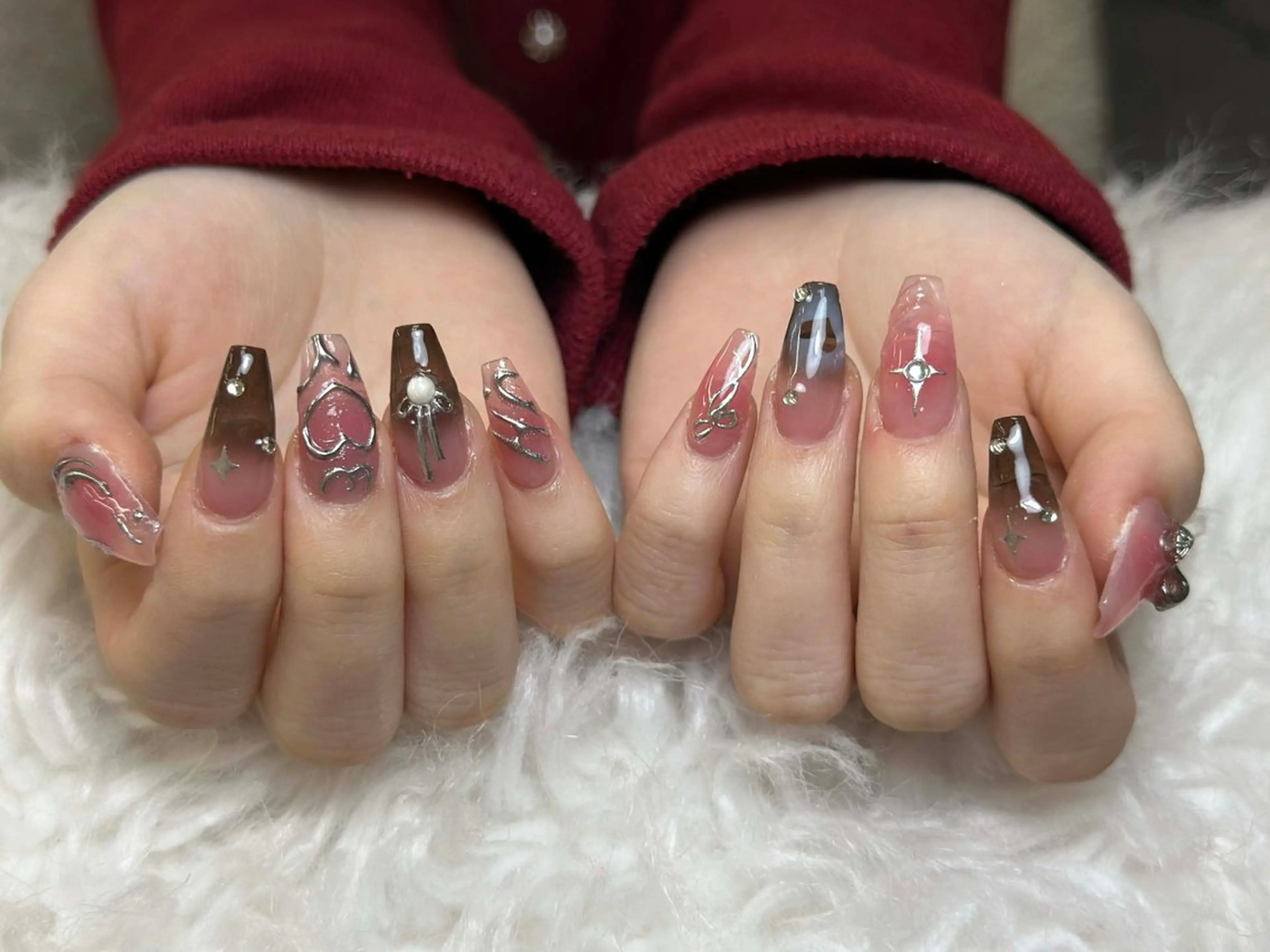 ネイル フレンチネイル ジェルネイル ガーリー 韓国ネイル ロングネイル ハンドネイル NieNail Nezukoのネイルデザイン