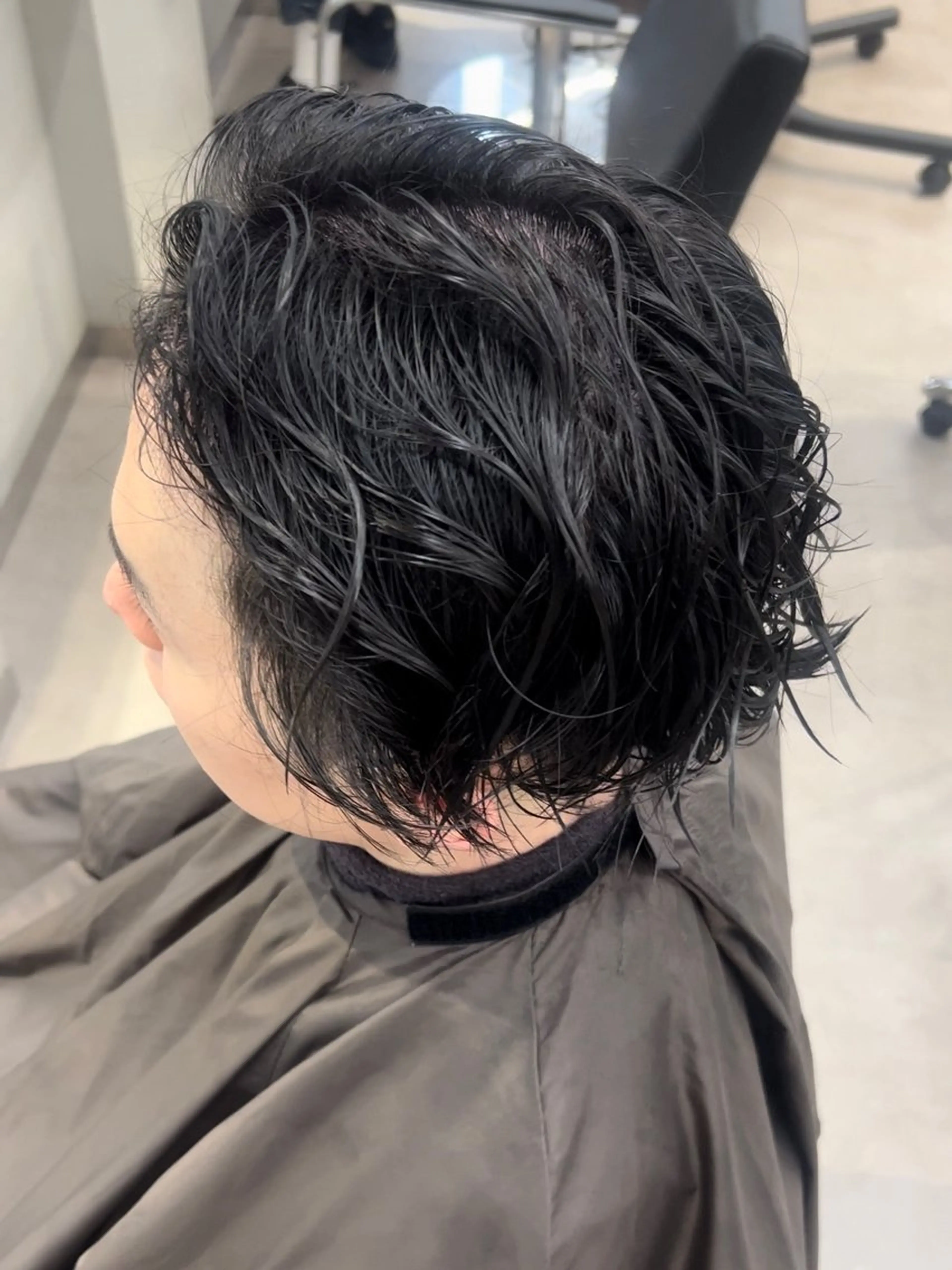 ミディアム パーマ メンズ 曲がる縮毛矯正 LIBER 　岩名のヘアスタイル