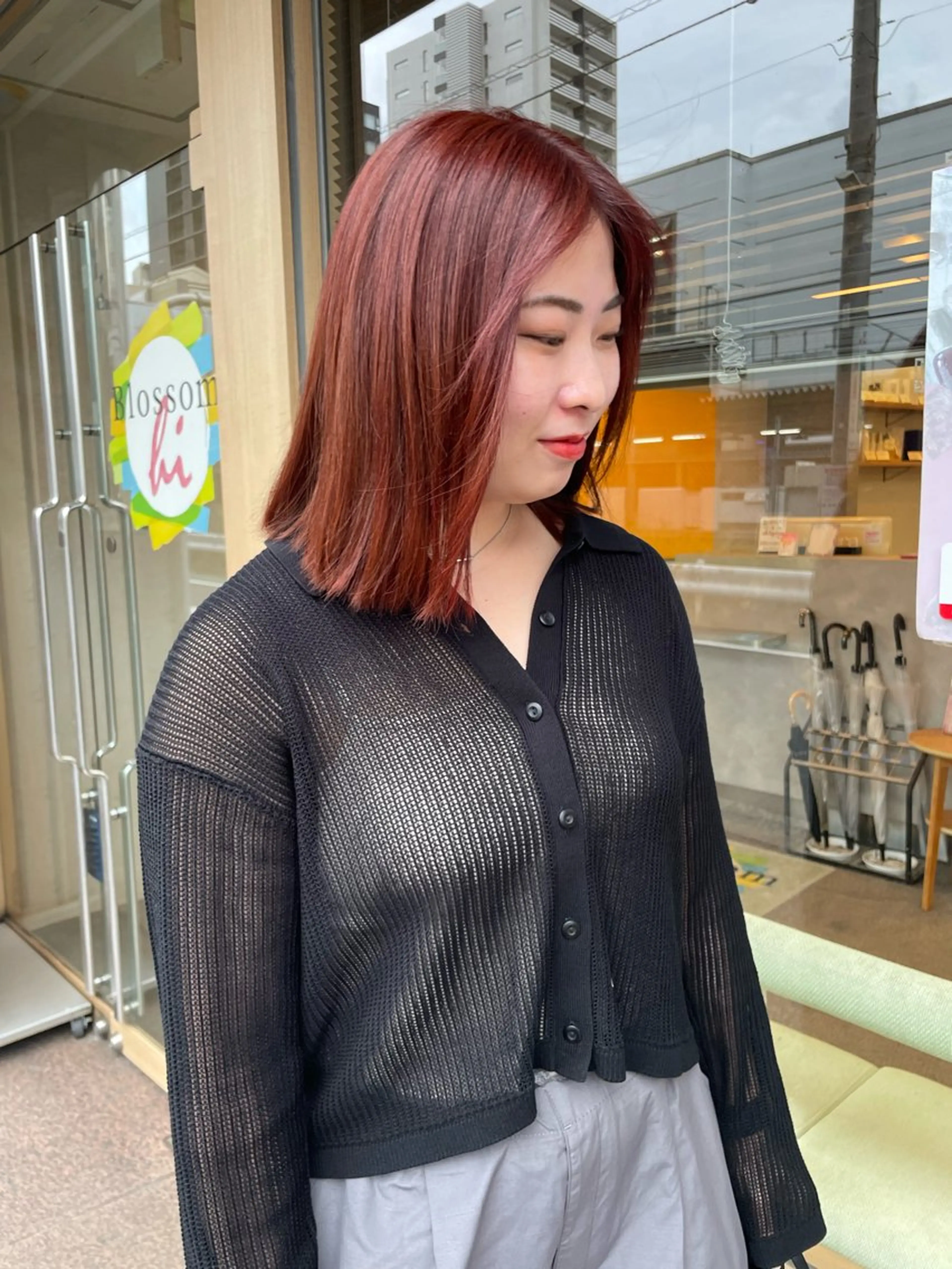 ミディアム カラー レッドカラー 髪質改善/Bloss om🌷高橋沙衣のヘアスタイル