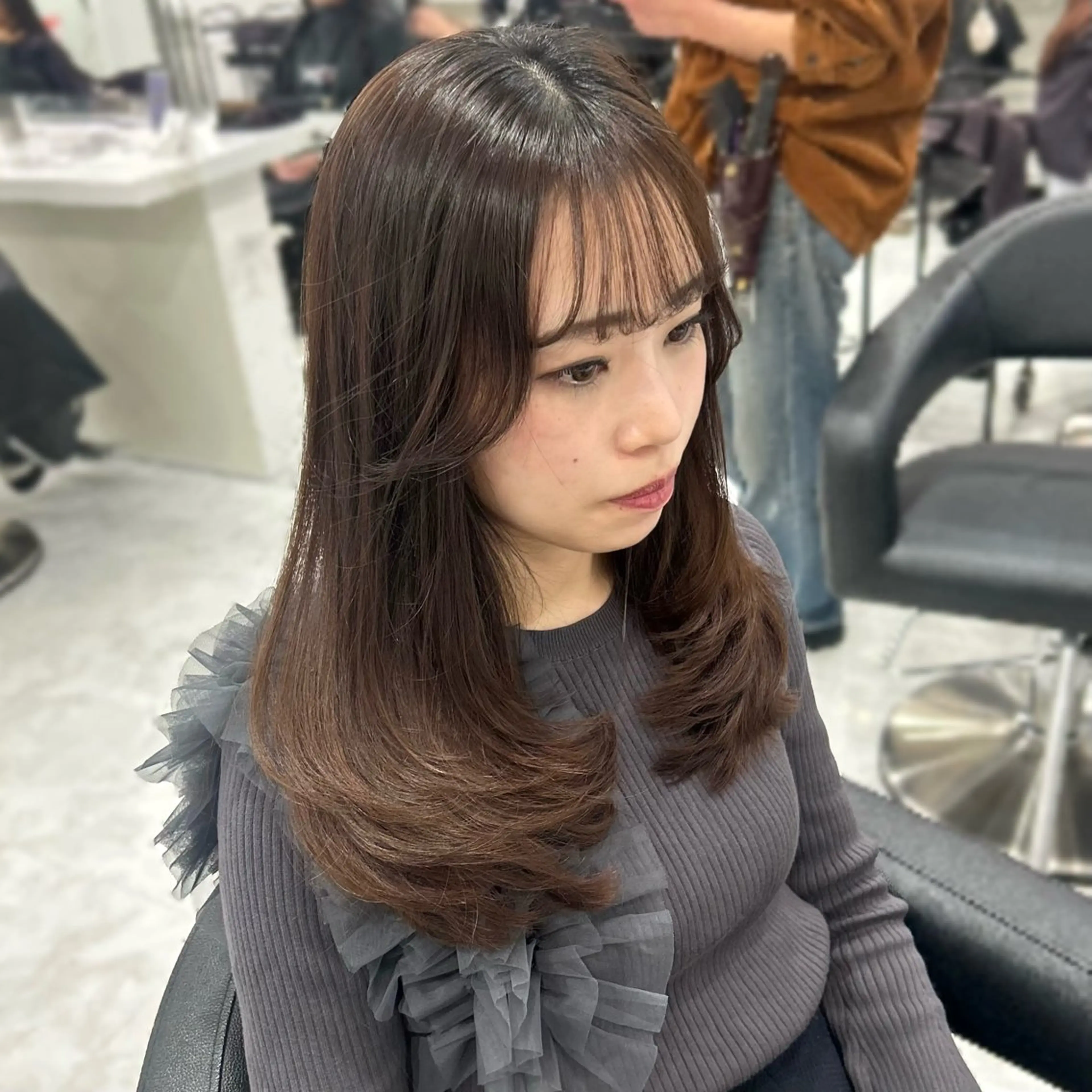 ロング カラー パーマ ヘアアレンジ メンズ キッズ カット ヘッドスパ ヘアセット 🩶盛れ✖️韓国ヘア 🩶Himari🎀のヘアスタイル