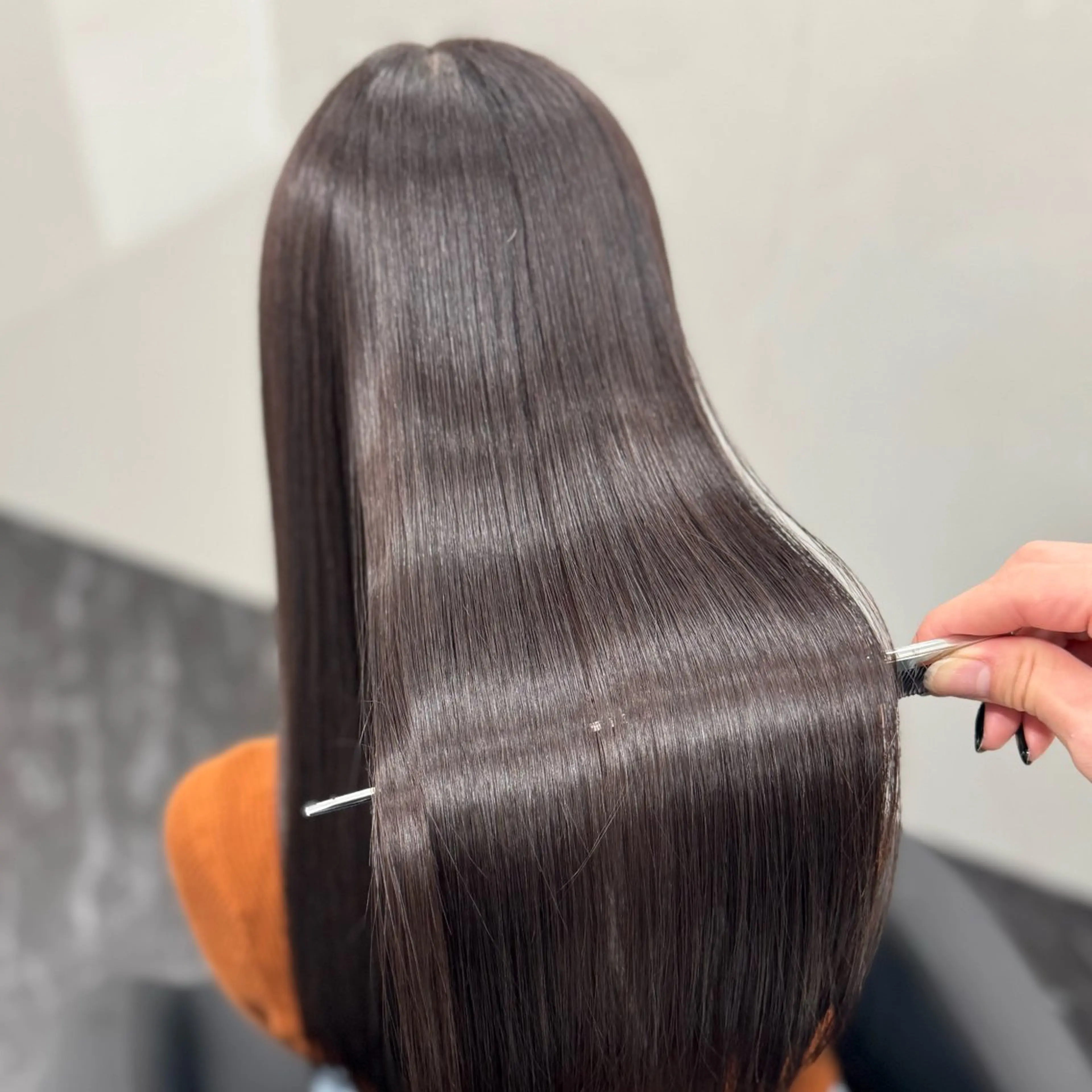 ロング パーマ 髪質改善 縮毛矯正 トリートメント ブリーチなし Ⅰ 髪質改善カラーのヘアスタイル