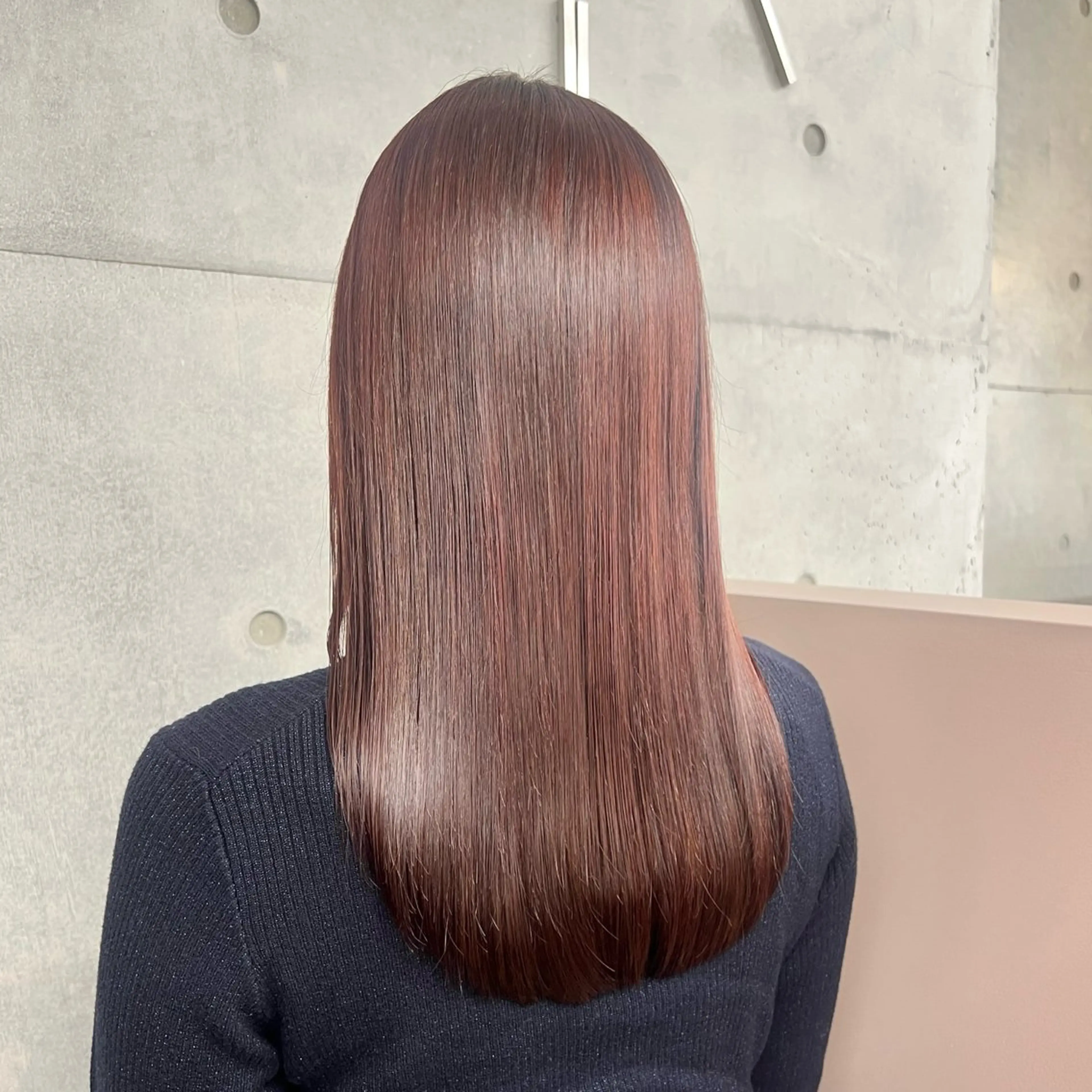 ロング ピンクブラウン カット ヘアカラー カコ/レイヤーカット ヘアアレンジのヘアスタイル