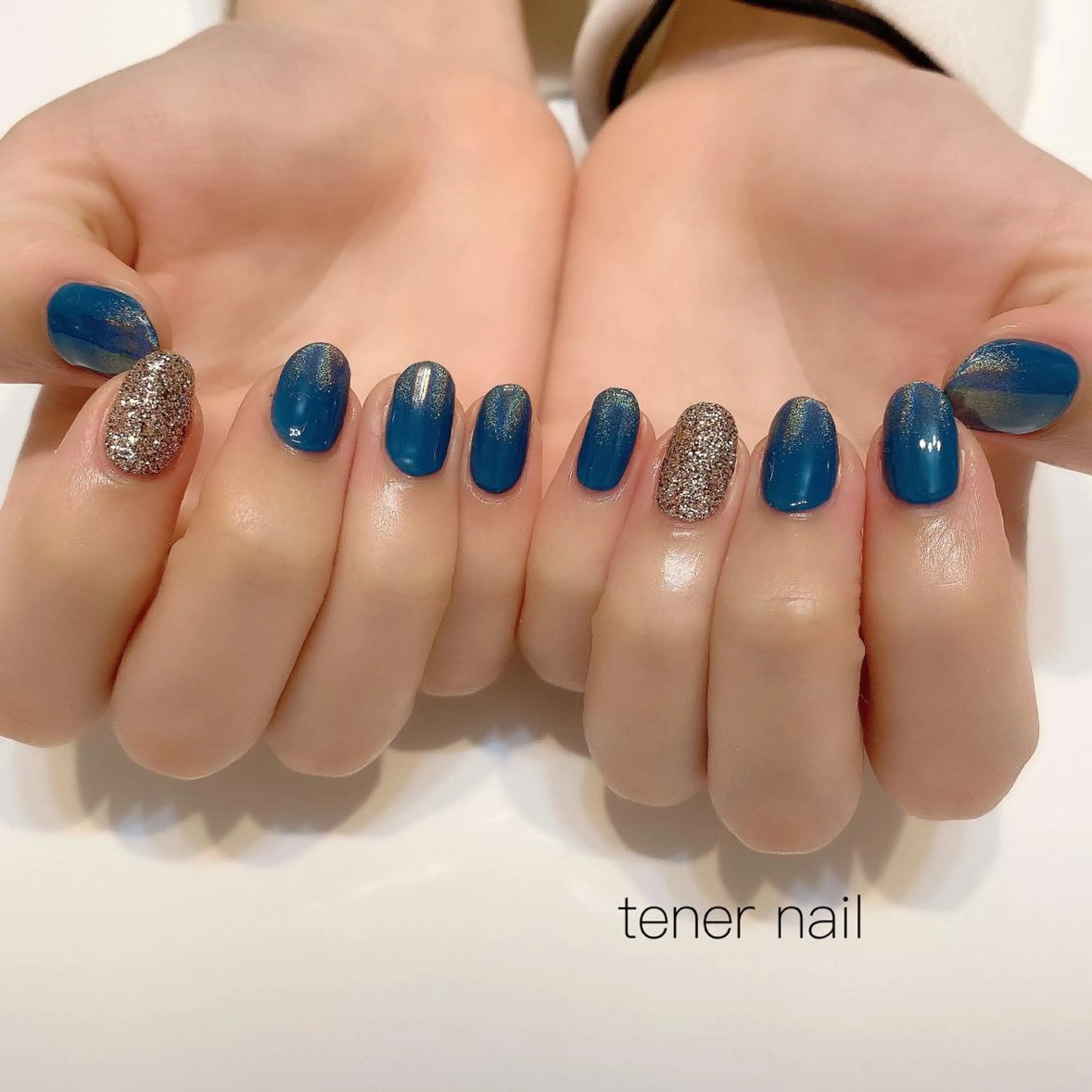 ネイル ブルー ブラウン ラメ(グリッター) tener  nail  テネルネイル所属・テネルネイル tener nailのネイルデザイン