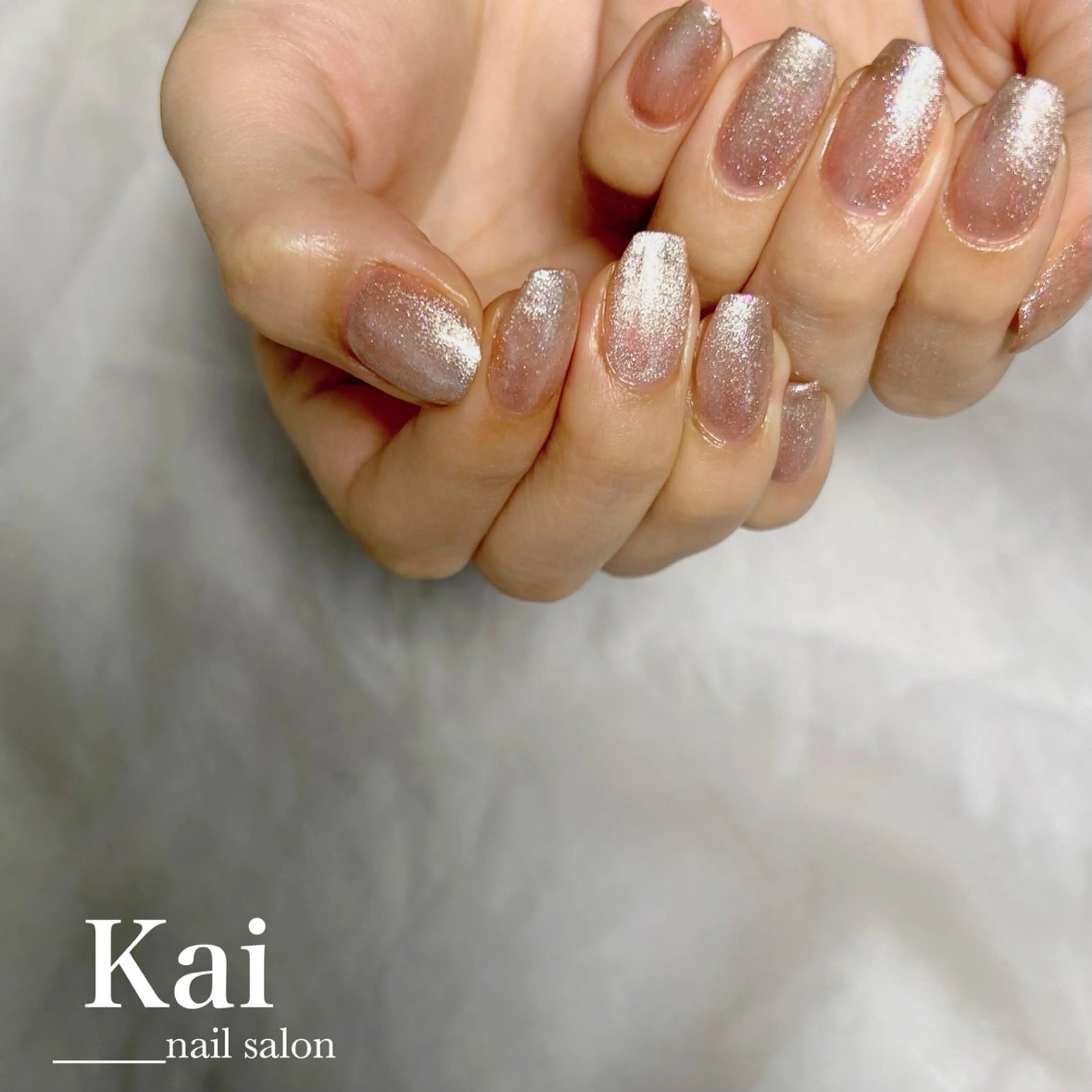 ネイル ブラウン 韓国ネイル マグネットネイル ニュアンスネイル ハンドネイル Kai  nail Mayukoのネイルデザイン
