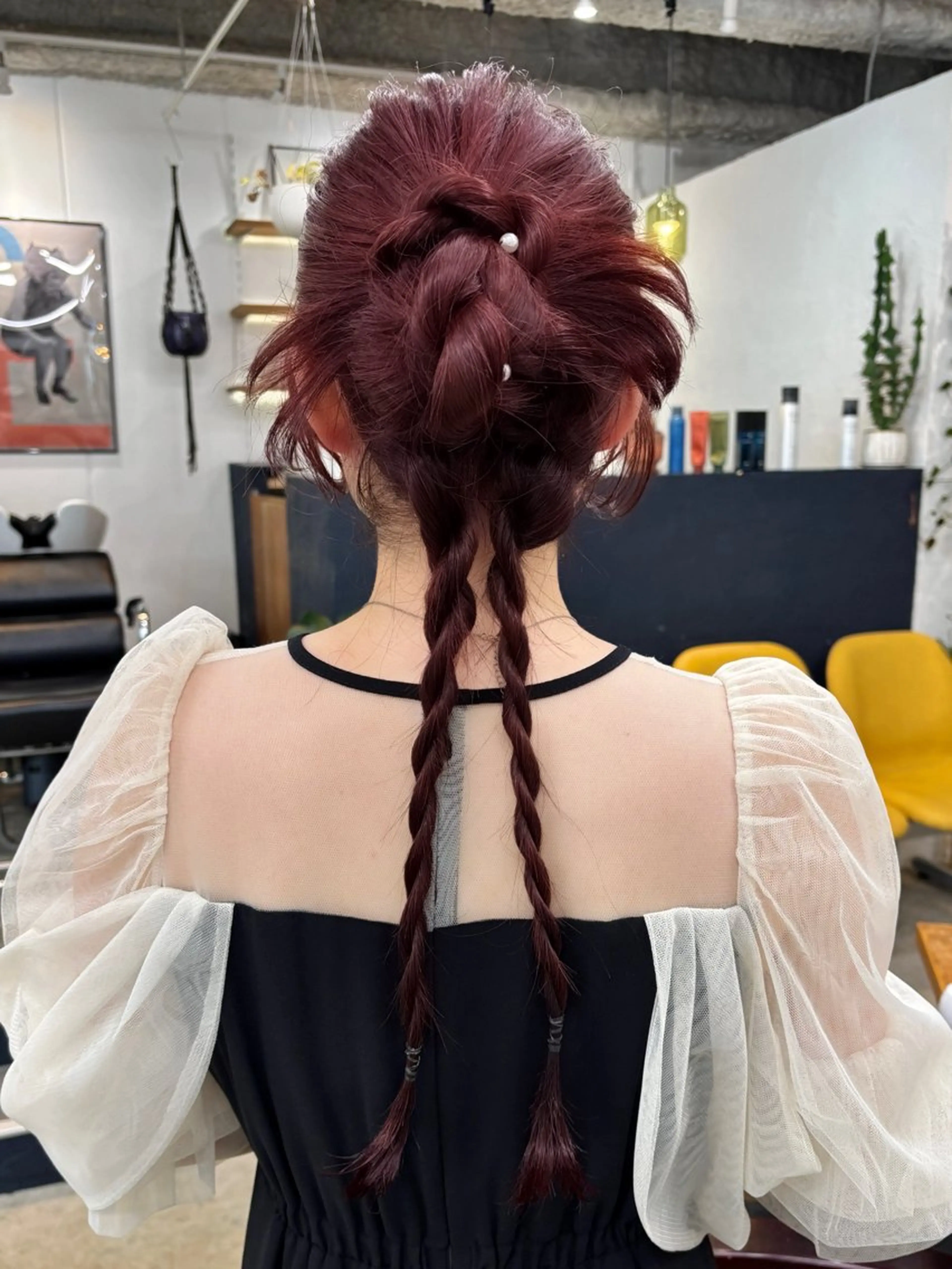 カラー+簡単ヘアアレンジ🌷お客様に似合うカラーに可愛いヘアアレンジで気分もアップ🌷の写真
