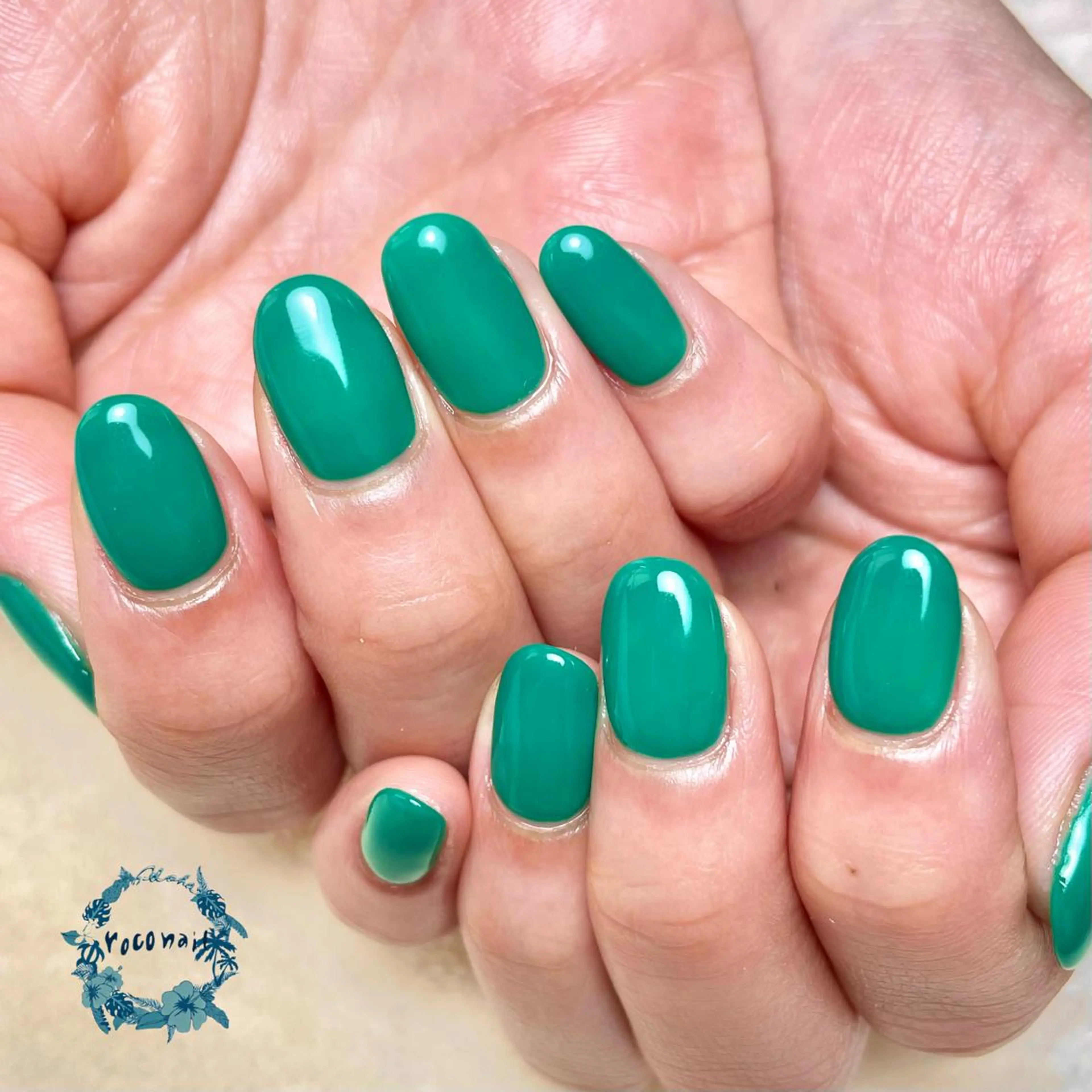 ネイル グリーン ハンドネイル roconail ヒロコのネイルデザイン